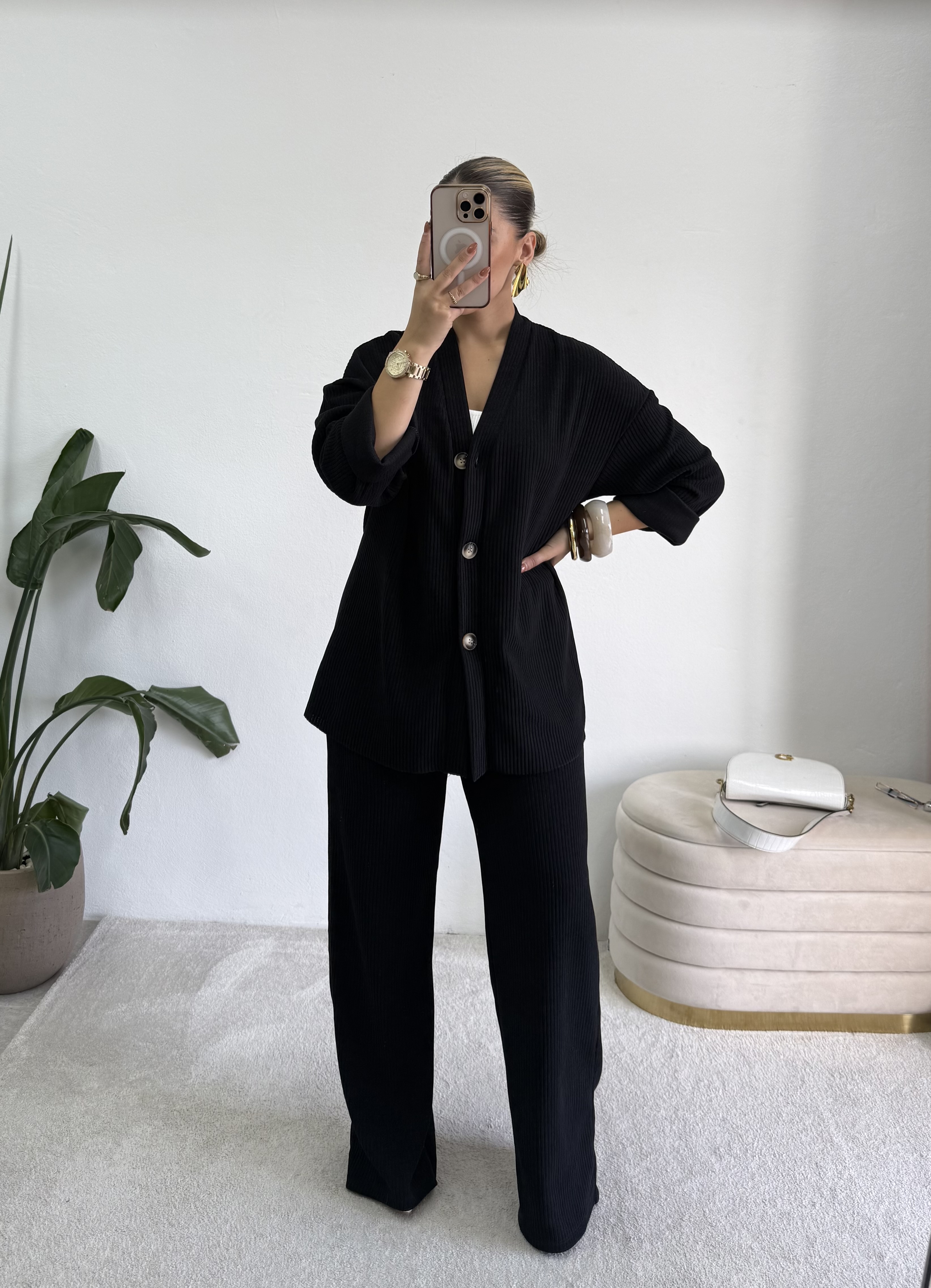 Conjunto de bombazina preto