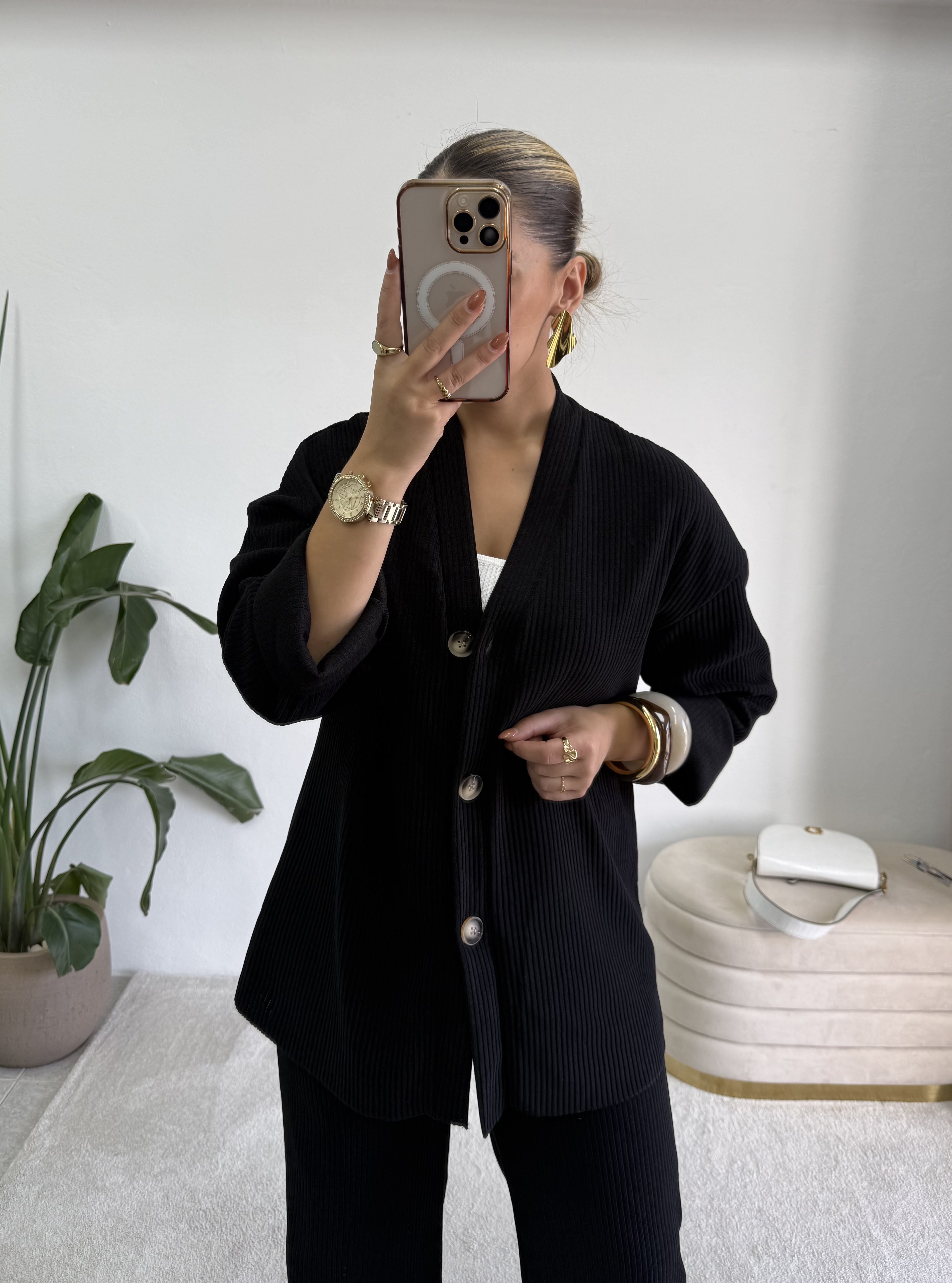 Conjunto de bombazina preto