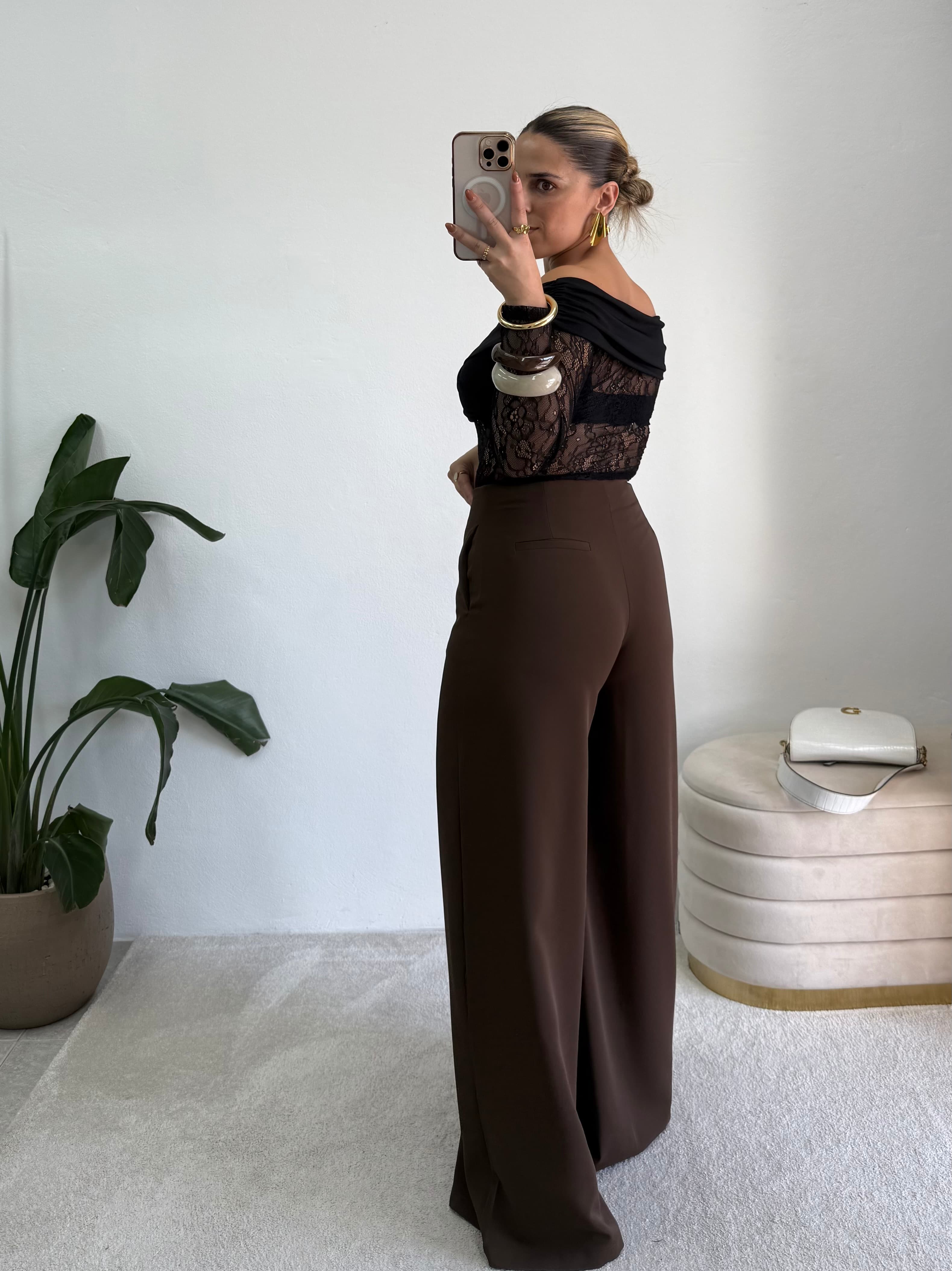 Calça Pantalona Castanha  4