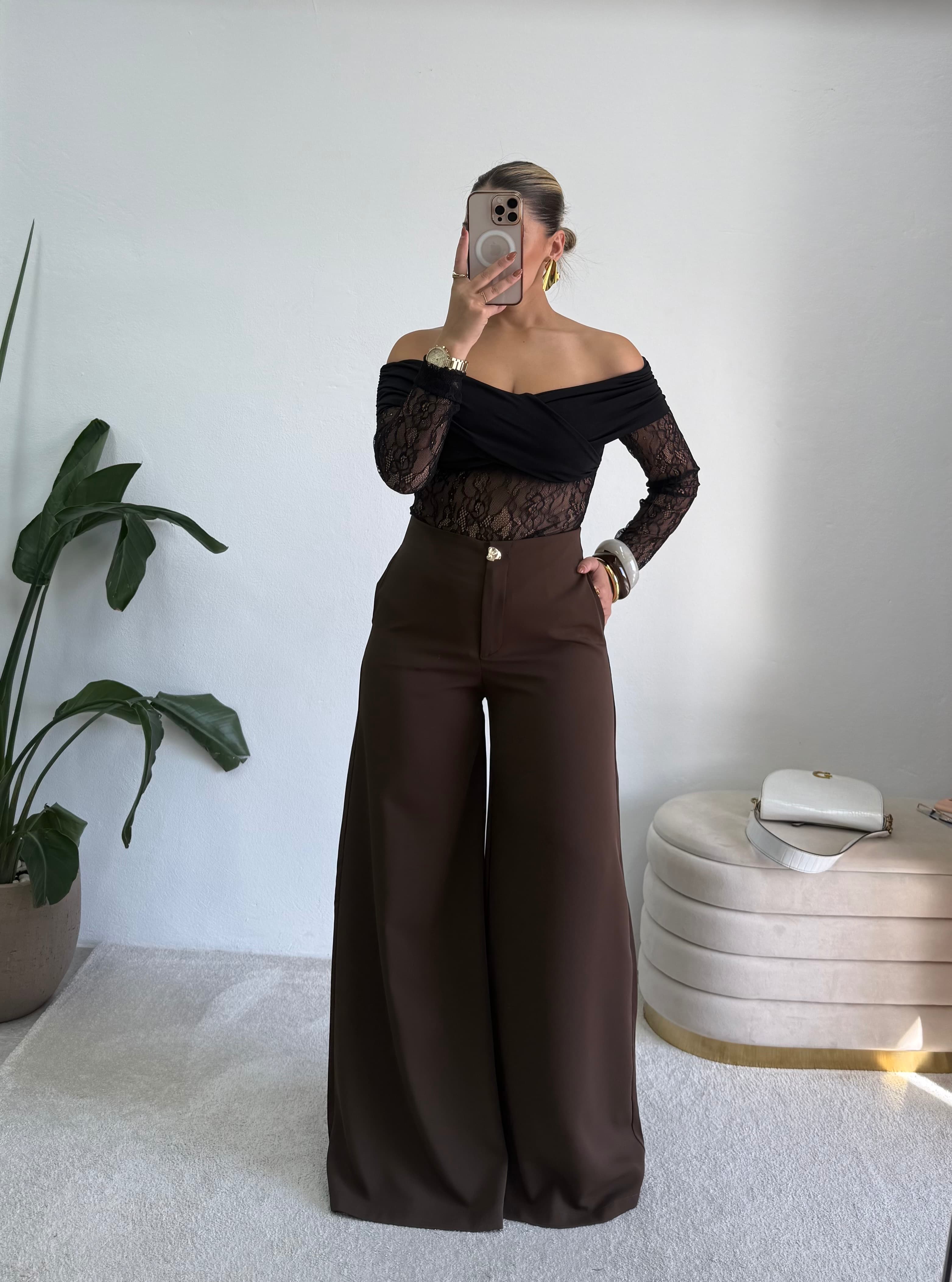 Calça Pantalona Castanha 