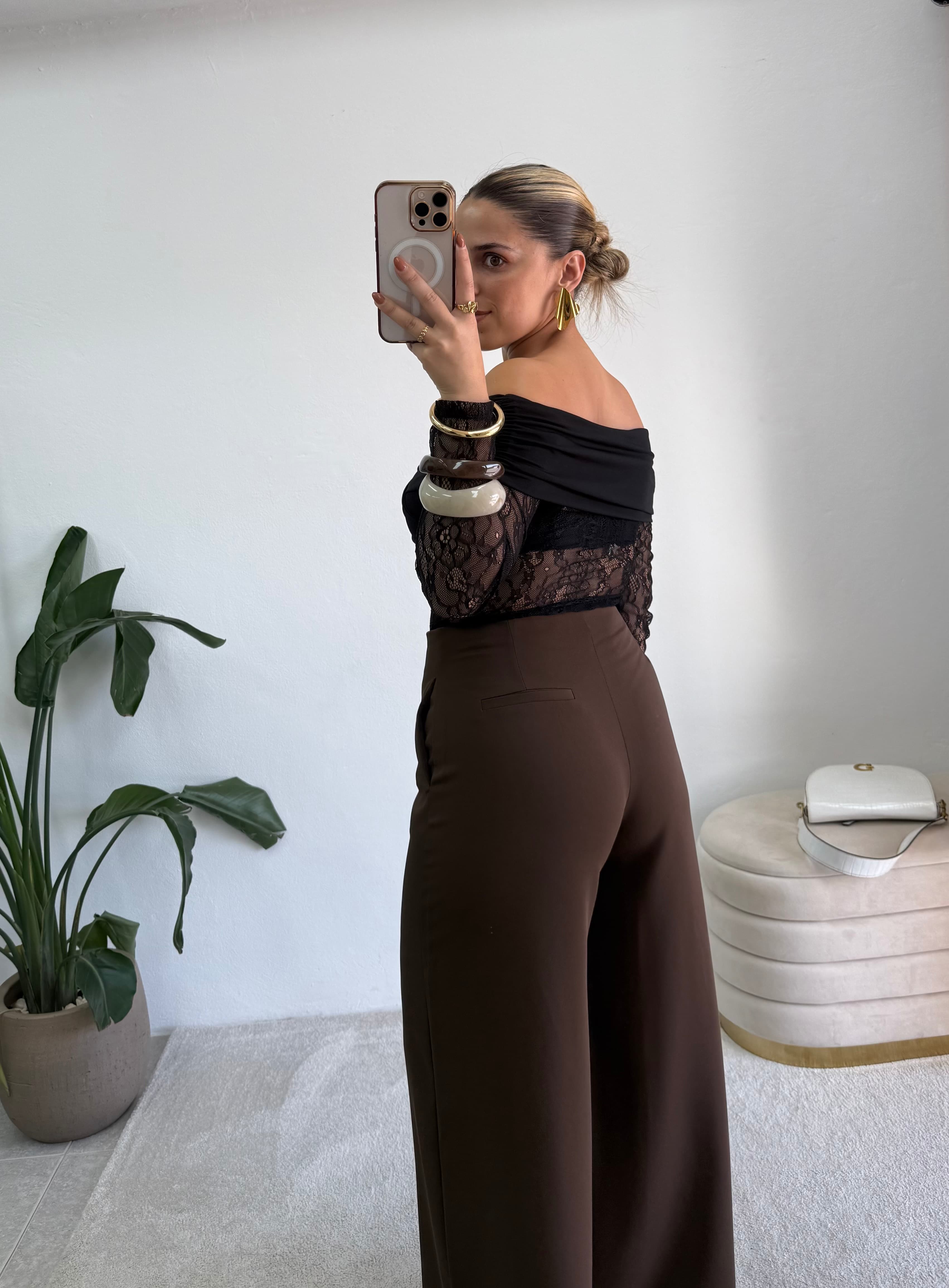 Calça Pantalona Castanha 