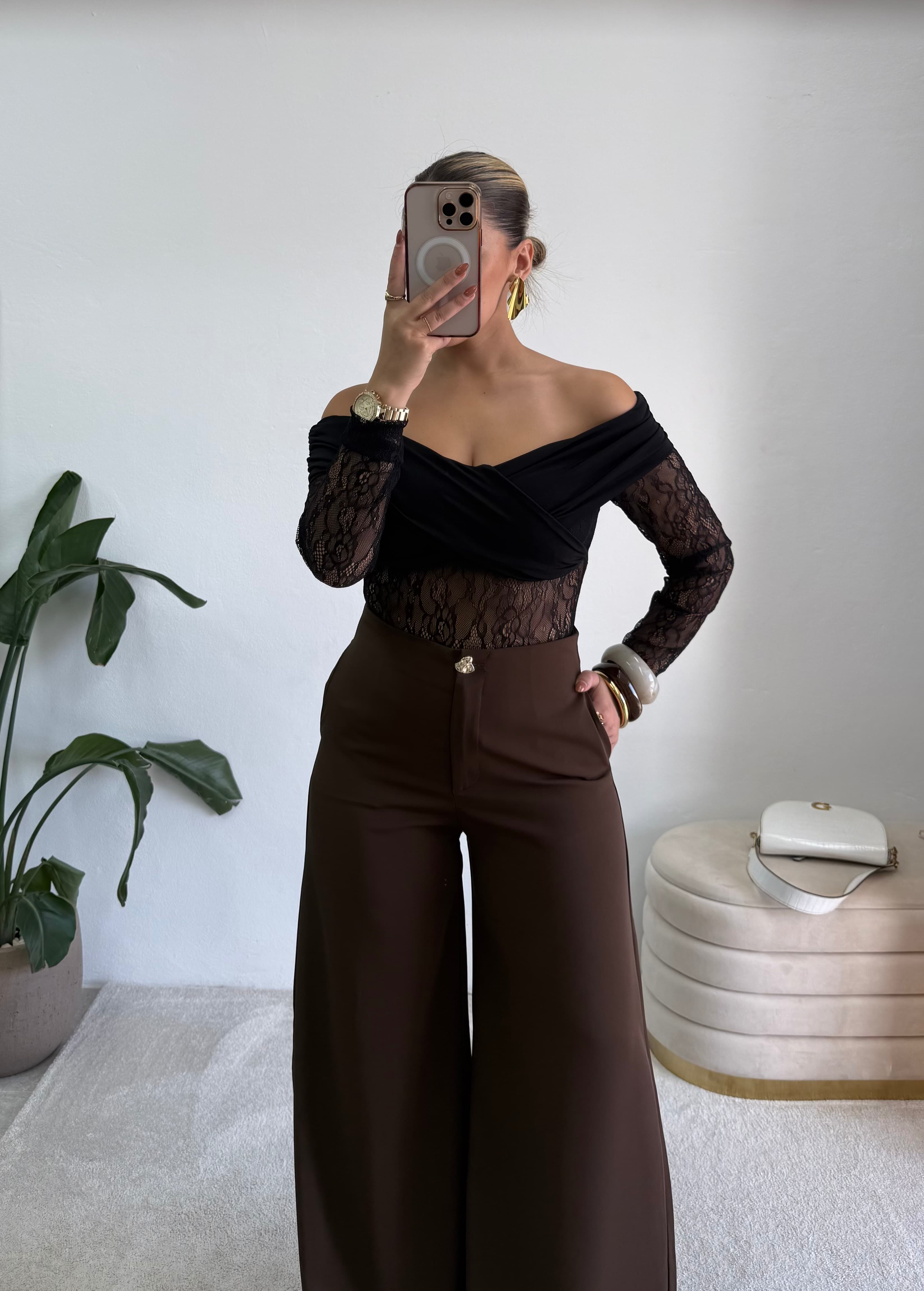 Calça Pantalona Castanha  5