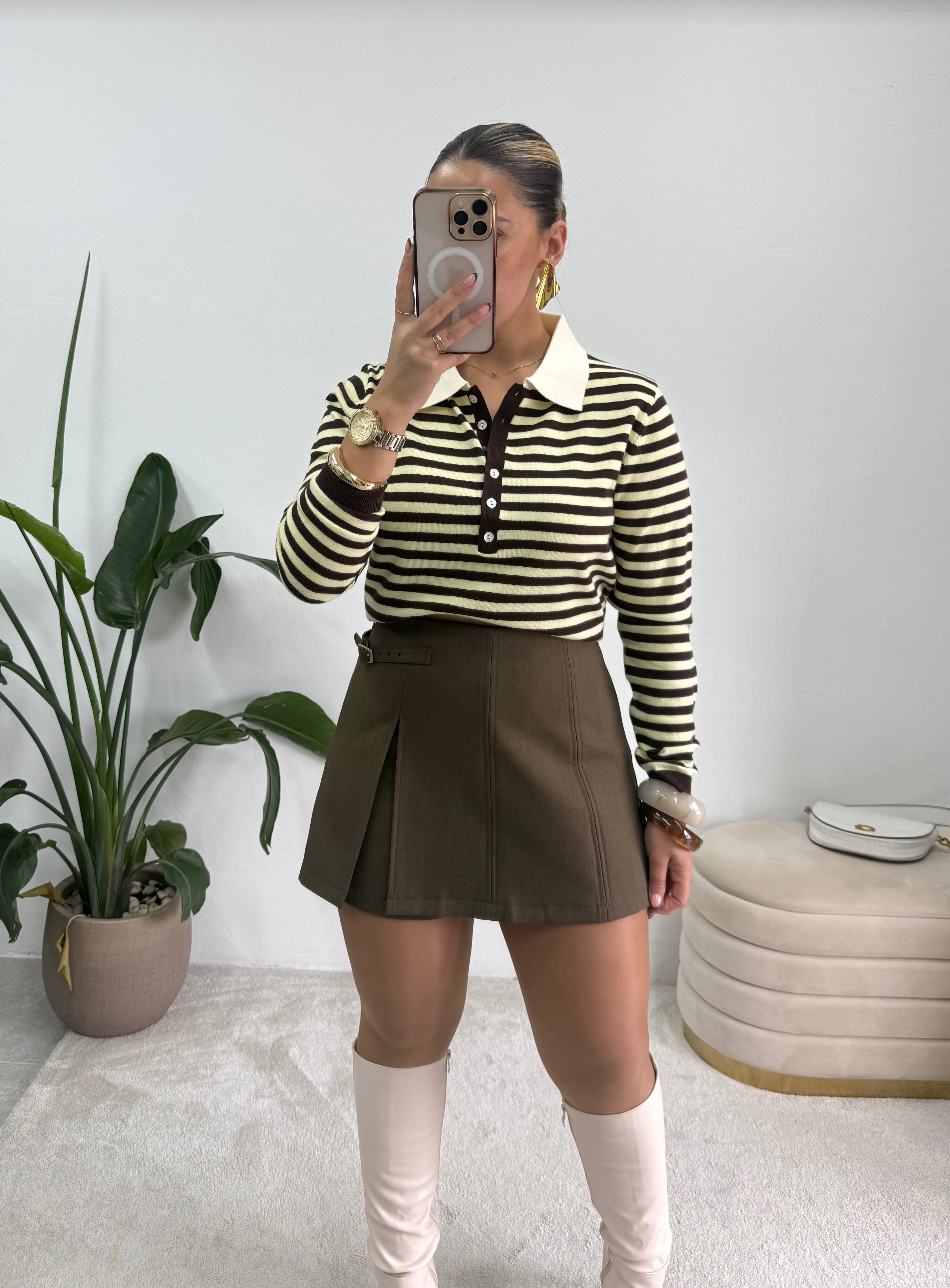 Polo Classic Lines - Castanho/Amarelo 5