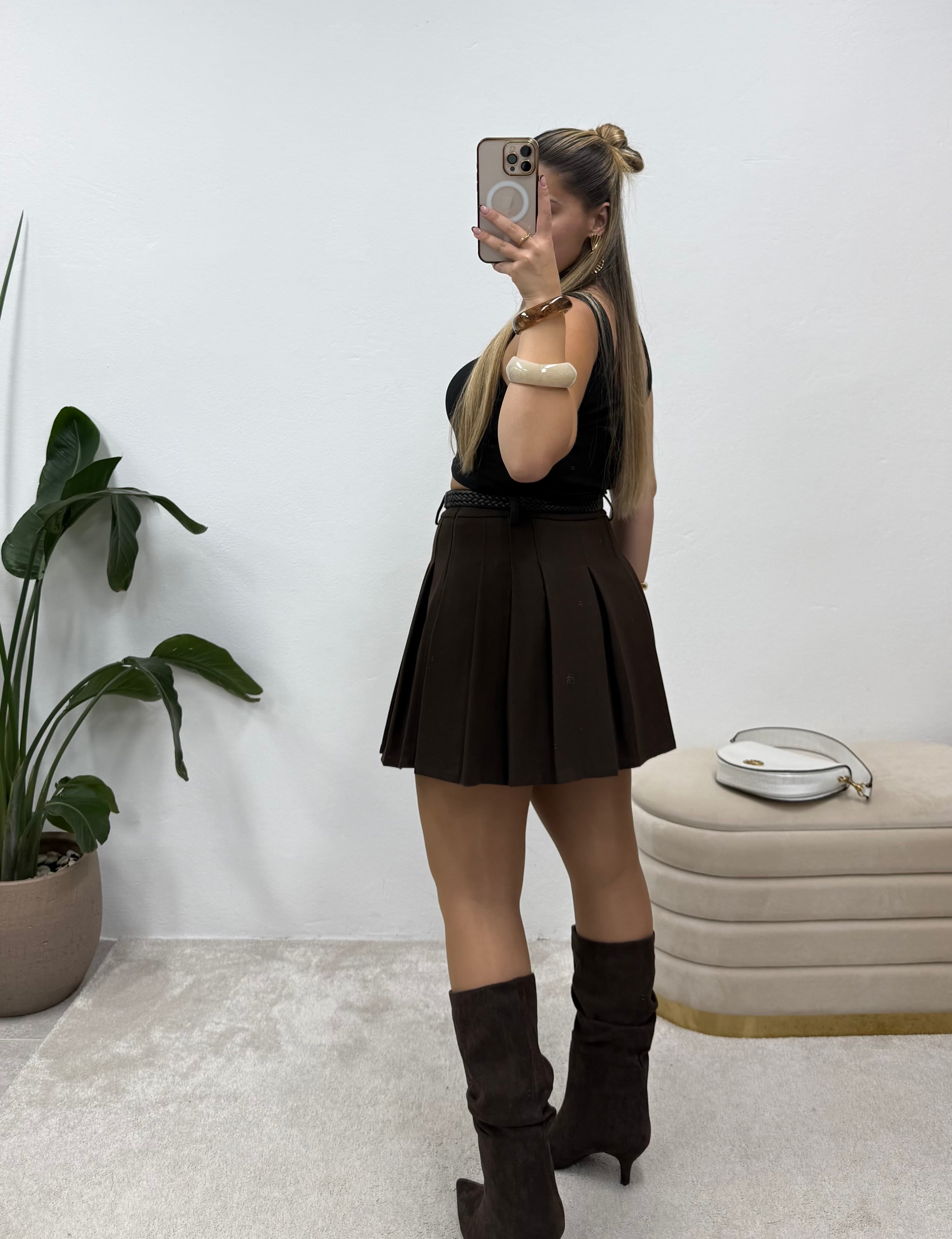 Saia Plissada Chocolate 5