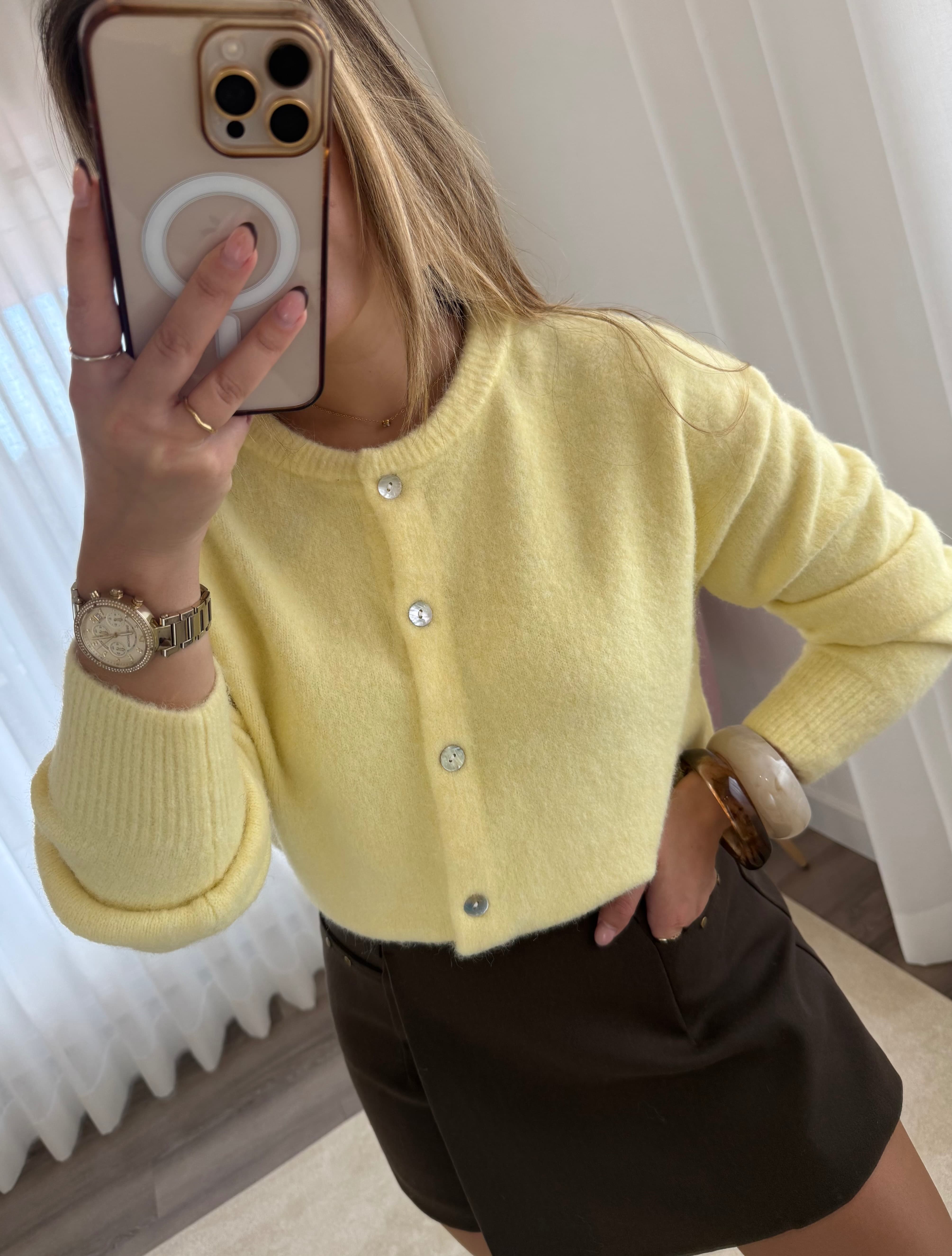 Cardigan Algodão Doce Amarelo 3