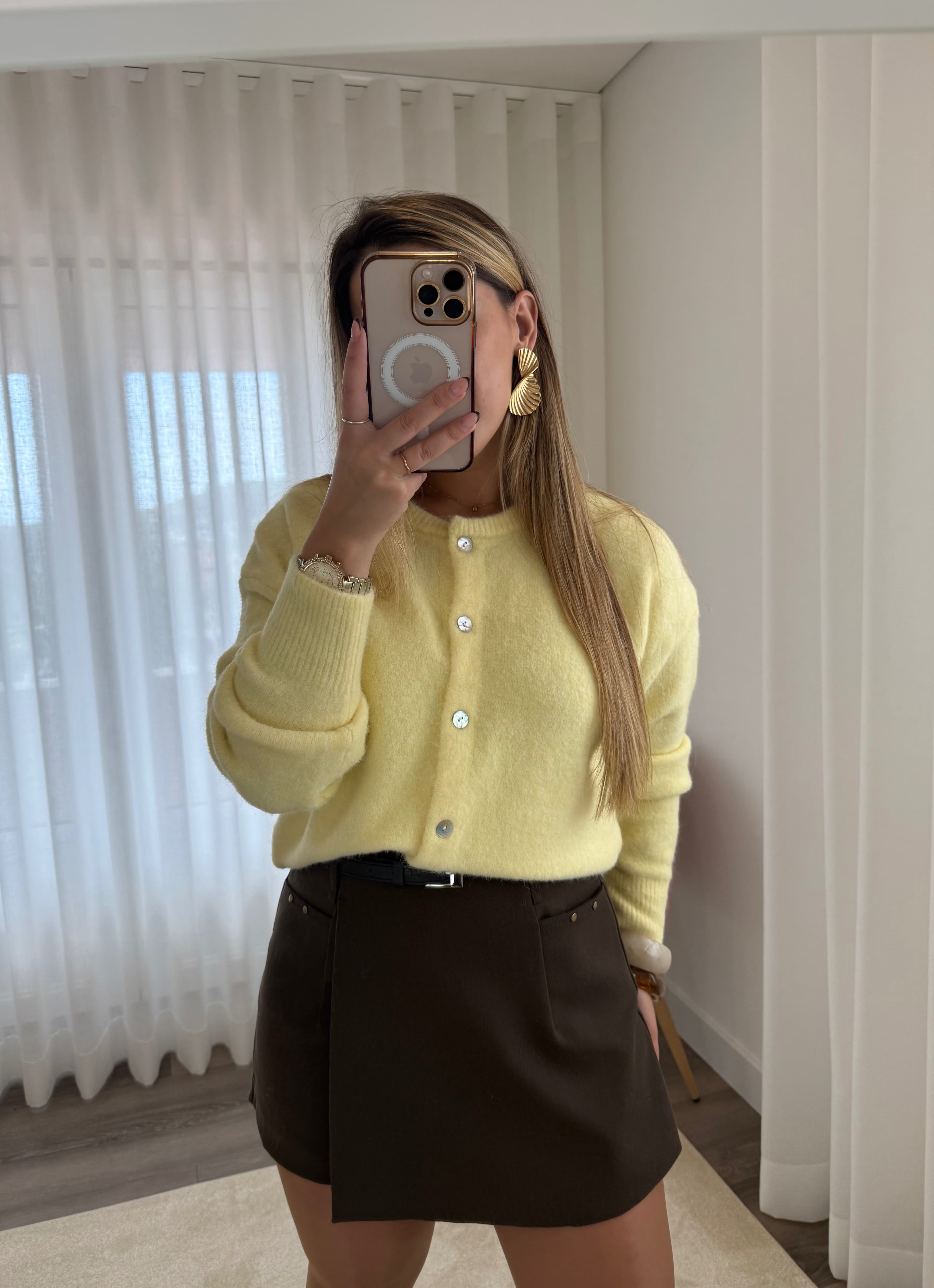 Cardigan Algodão Doce Amarelo