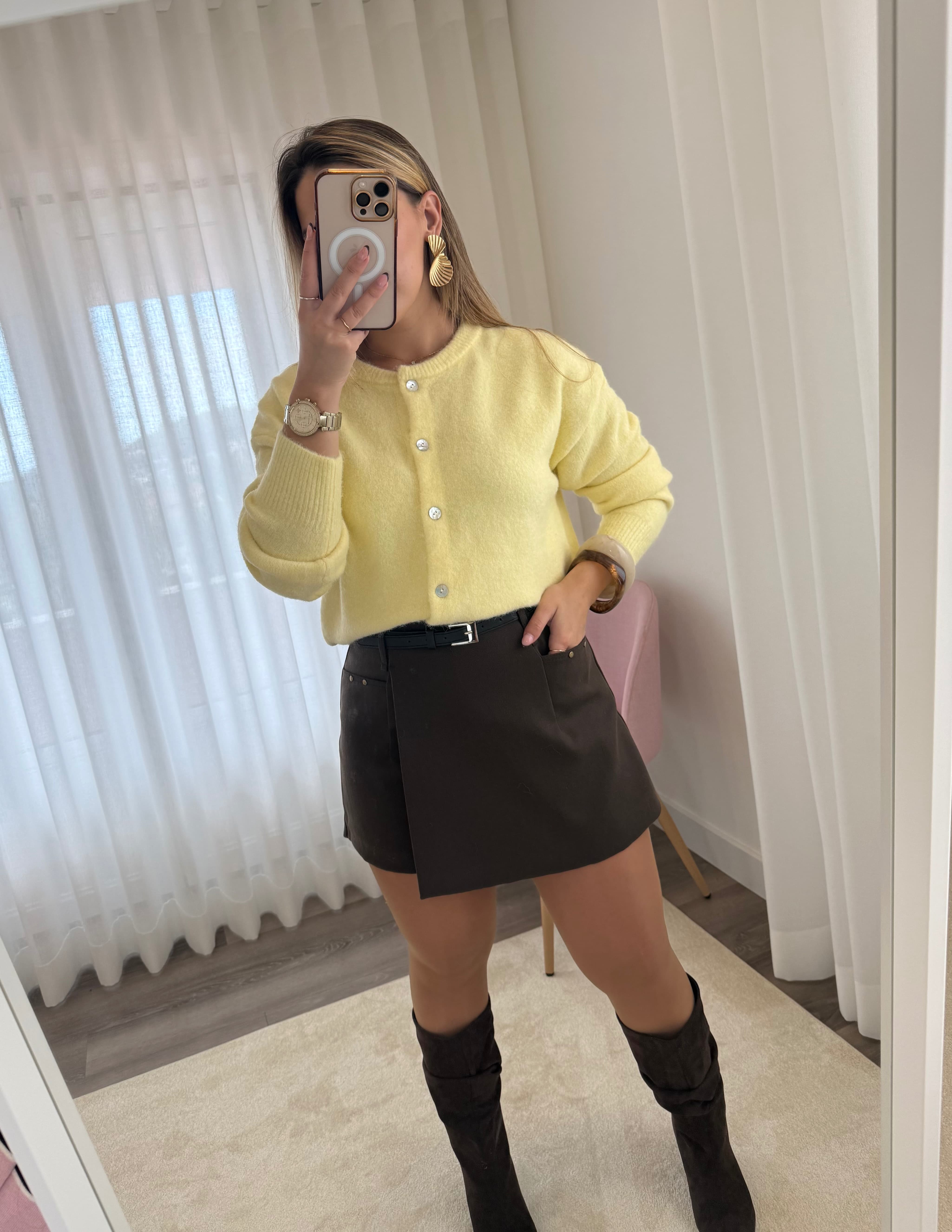 Cardigan Algodão Doce Amarelo 4