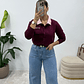 Cardigan Contrast Bordeaux  - Thumbnail 1