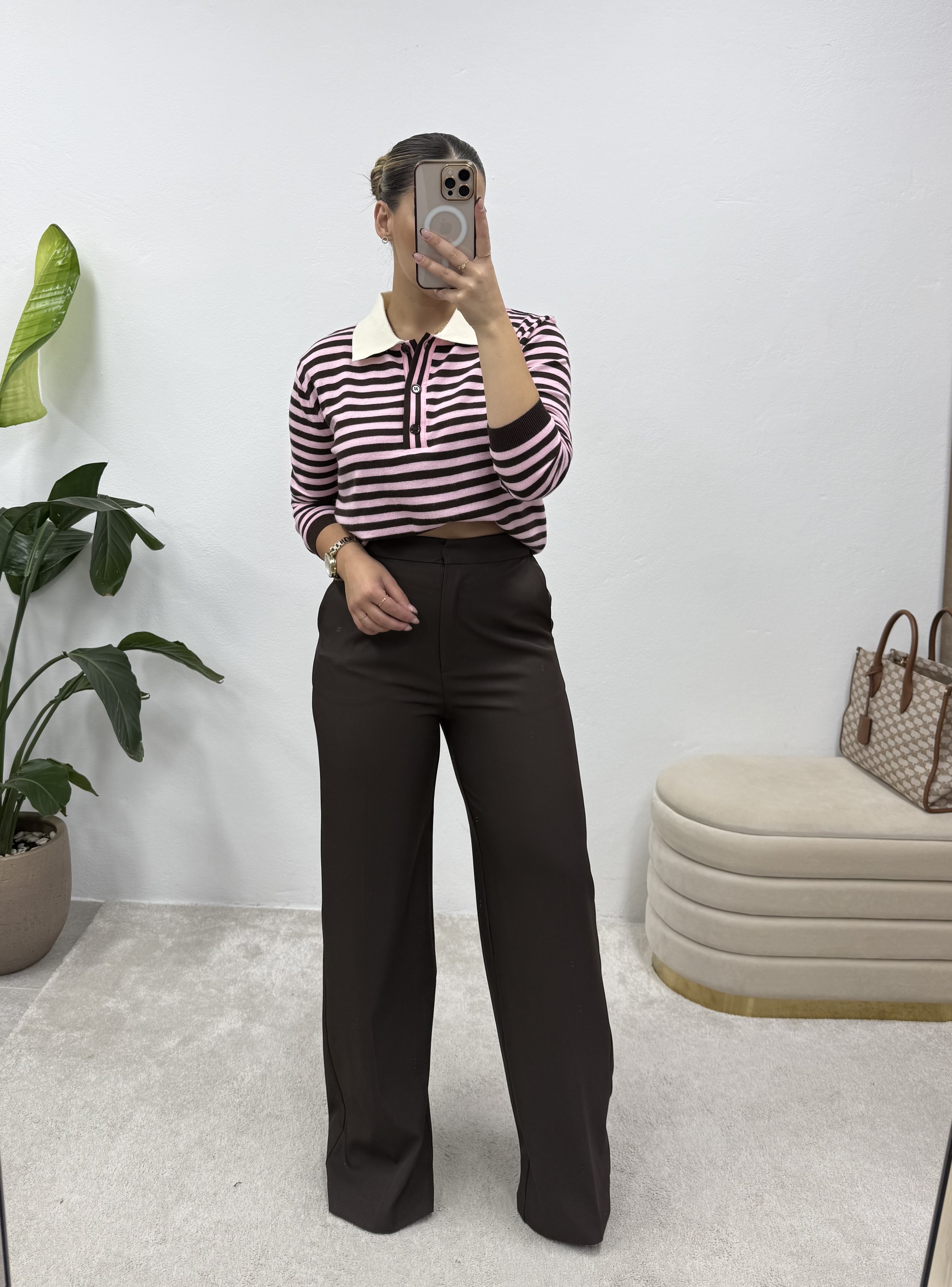 Polo Classic Lines - Castanho/Rosa 4