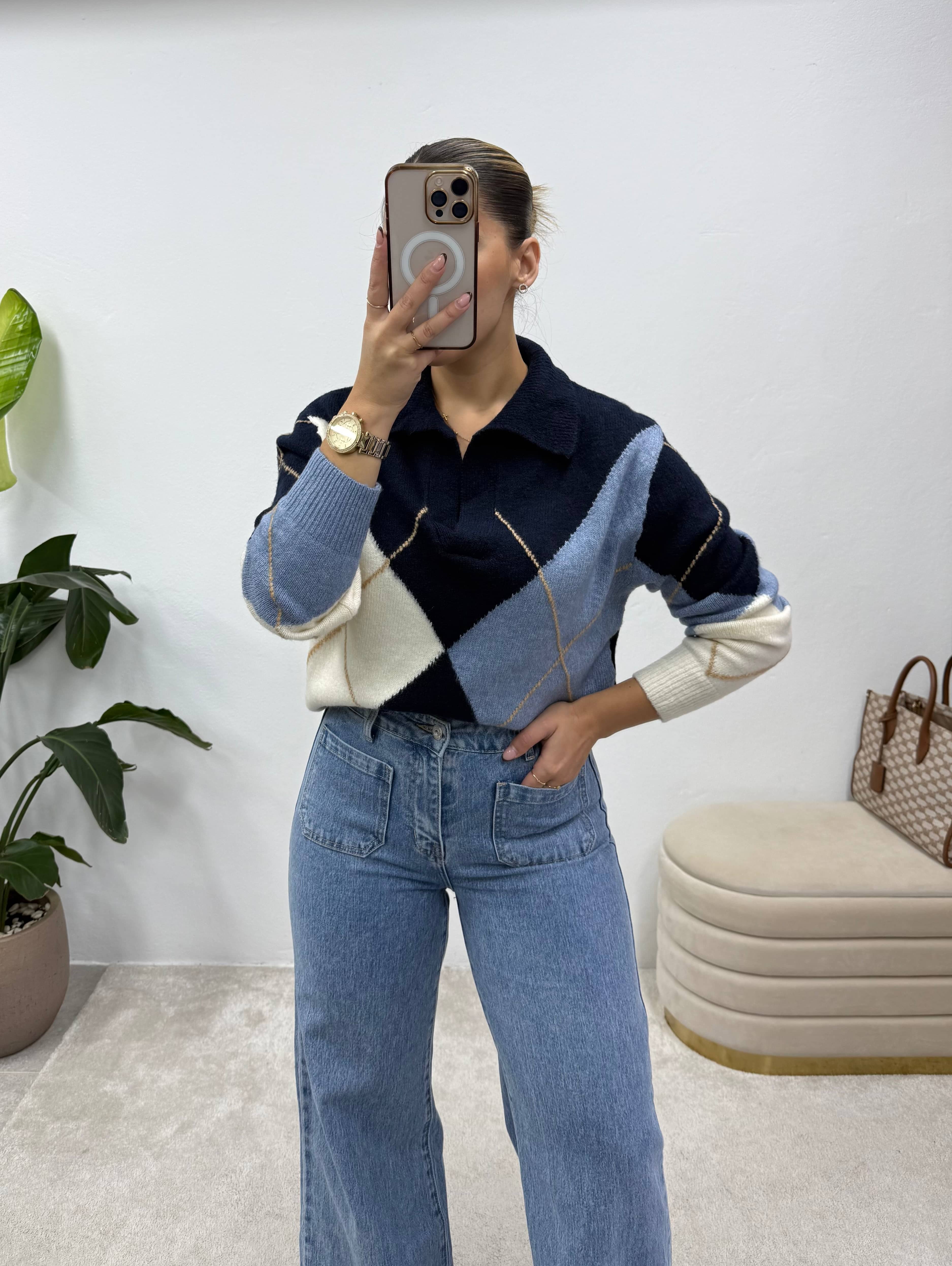 Polo jacquard Azul 6