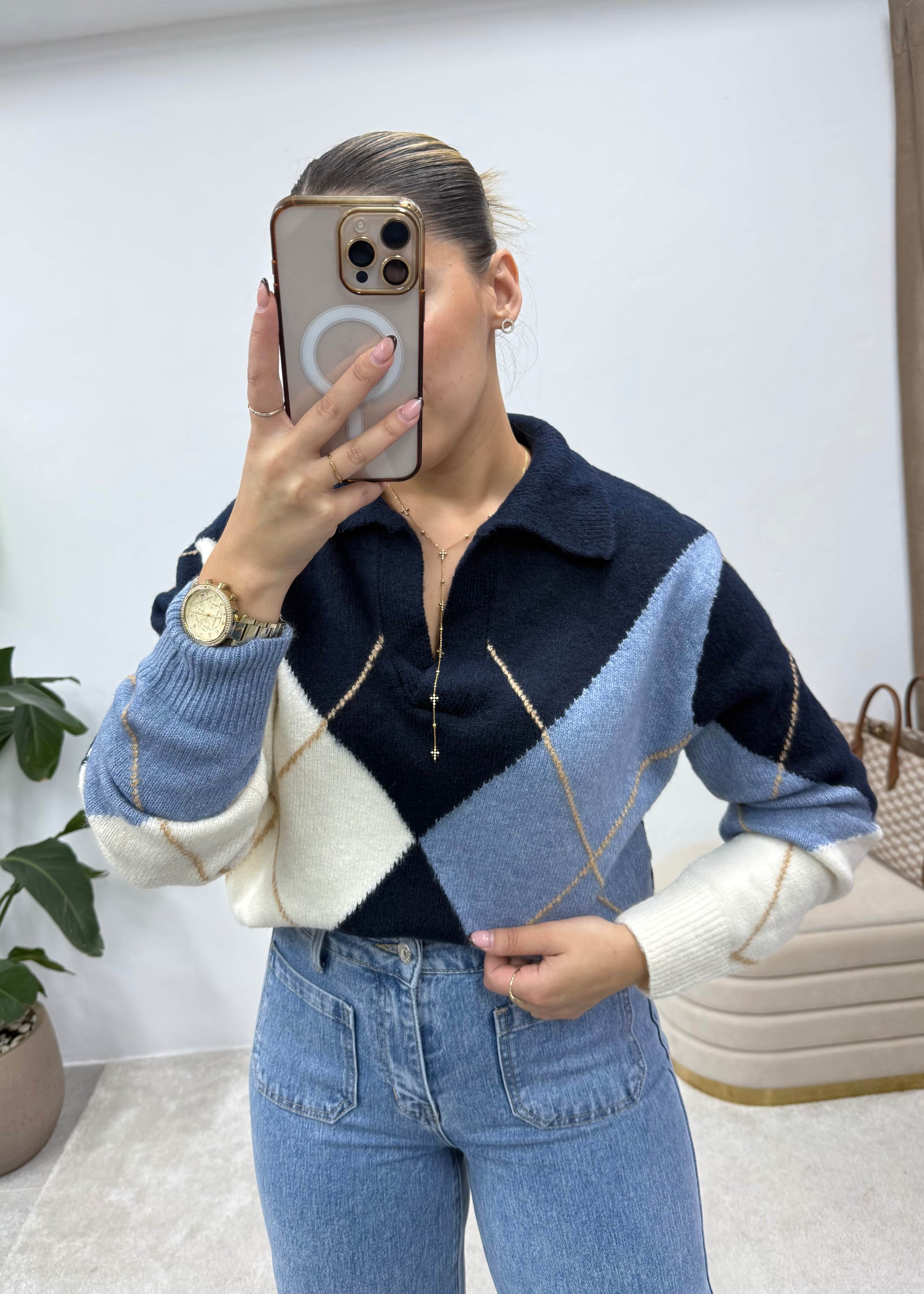 Polo jacquard Azul 3