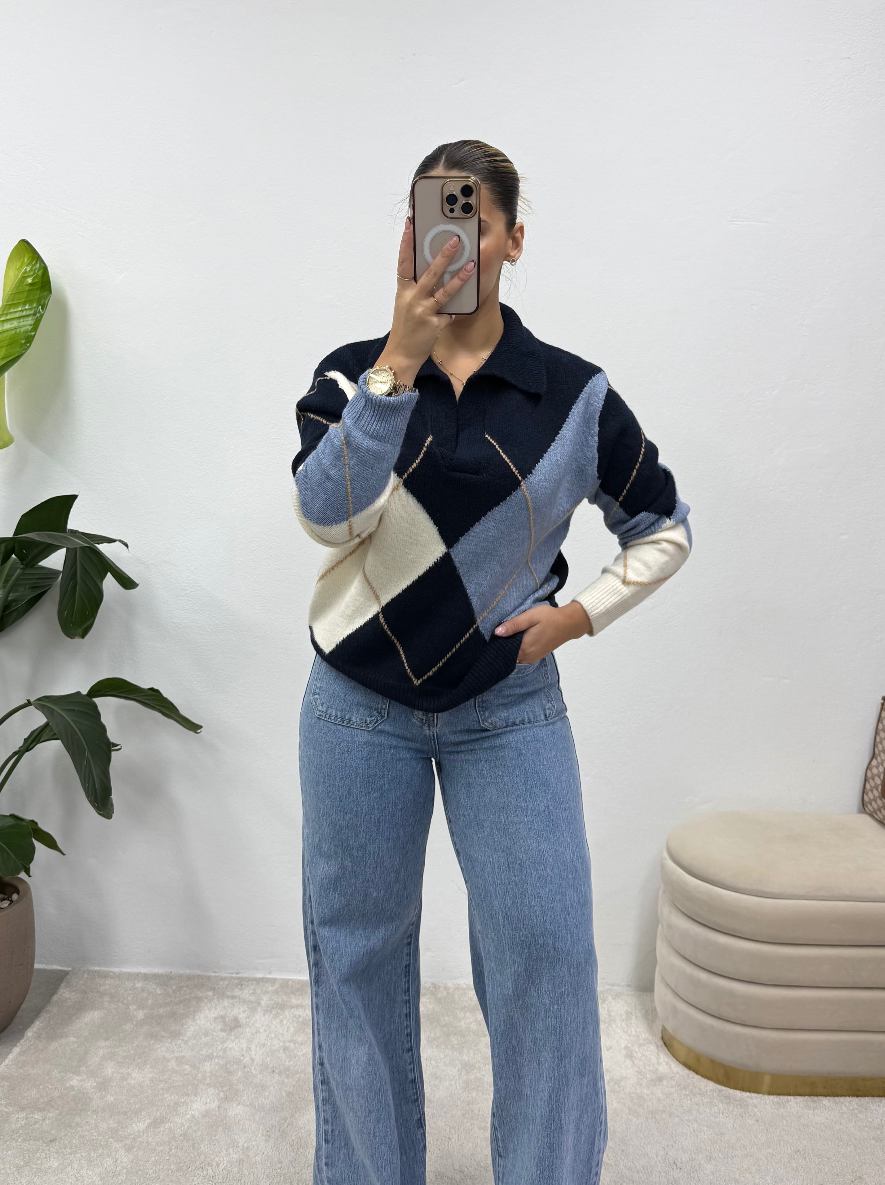 Polo jacquard Azul 4