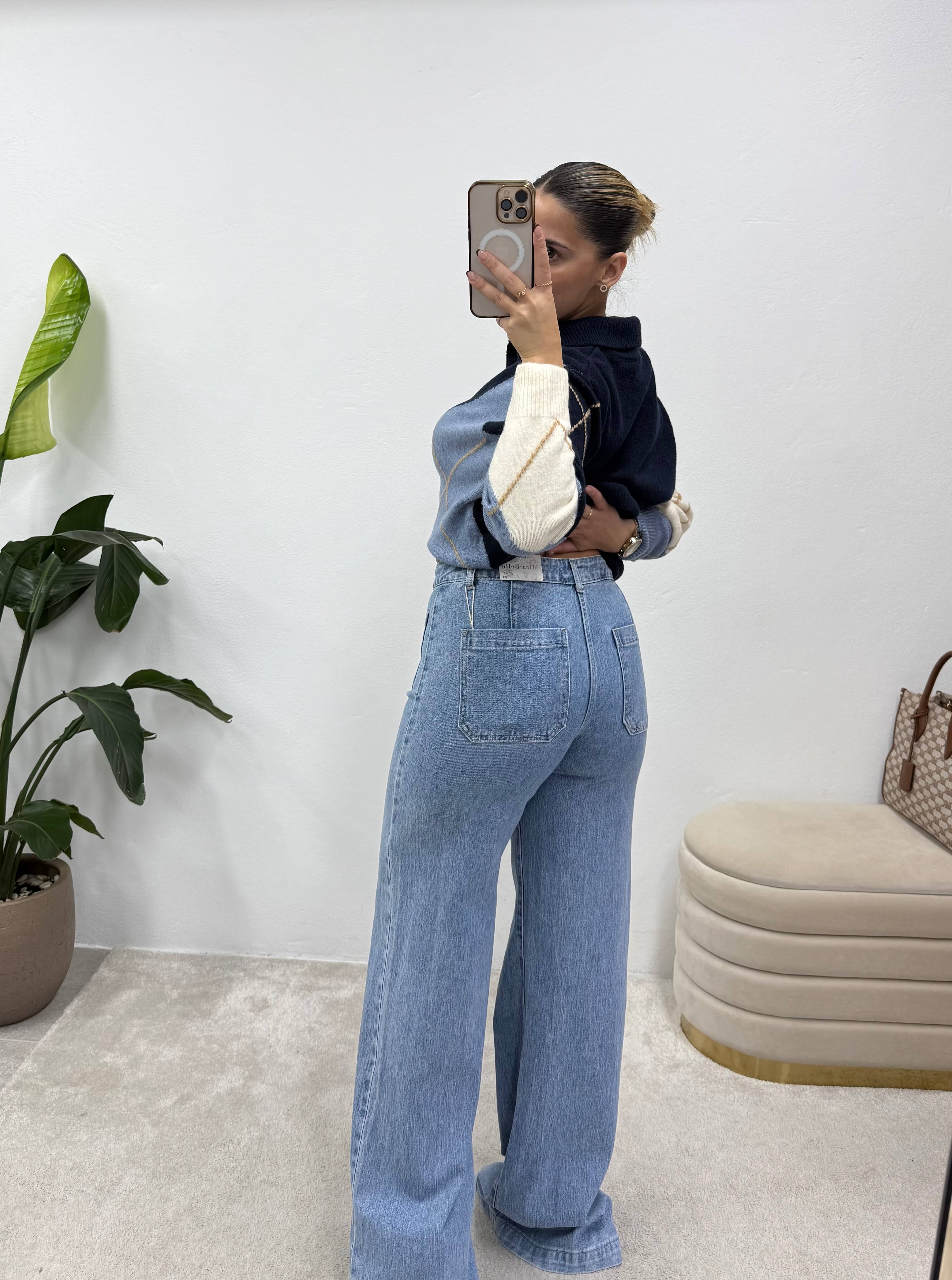 Jeans Wide Leg Bolsos Frontais 10