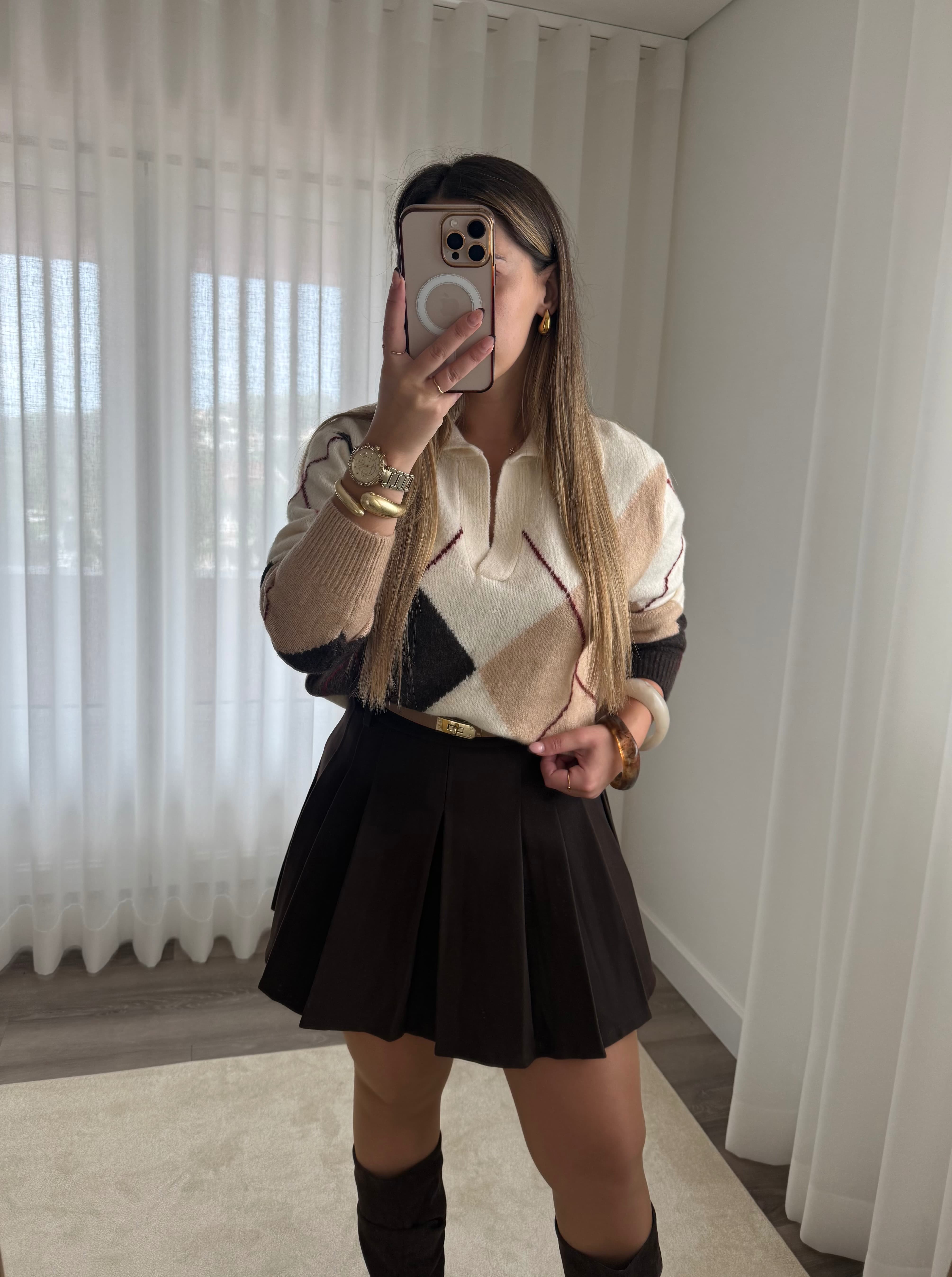 Polo Jacquard Tons Terra 6