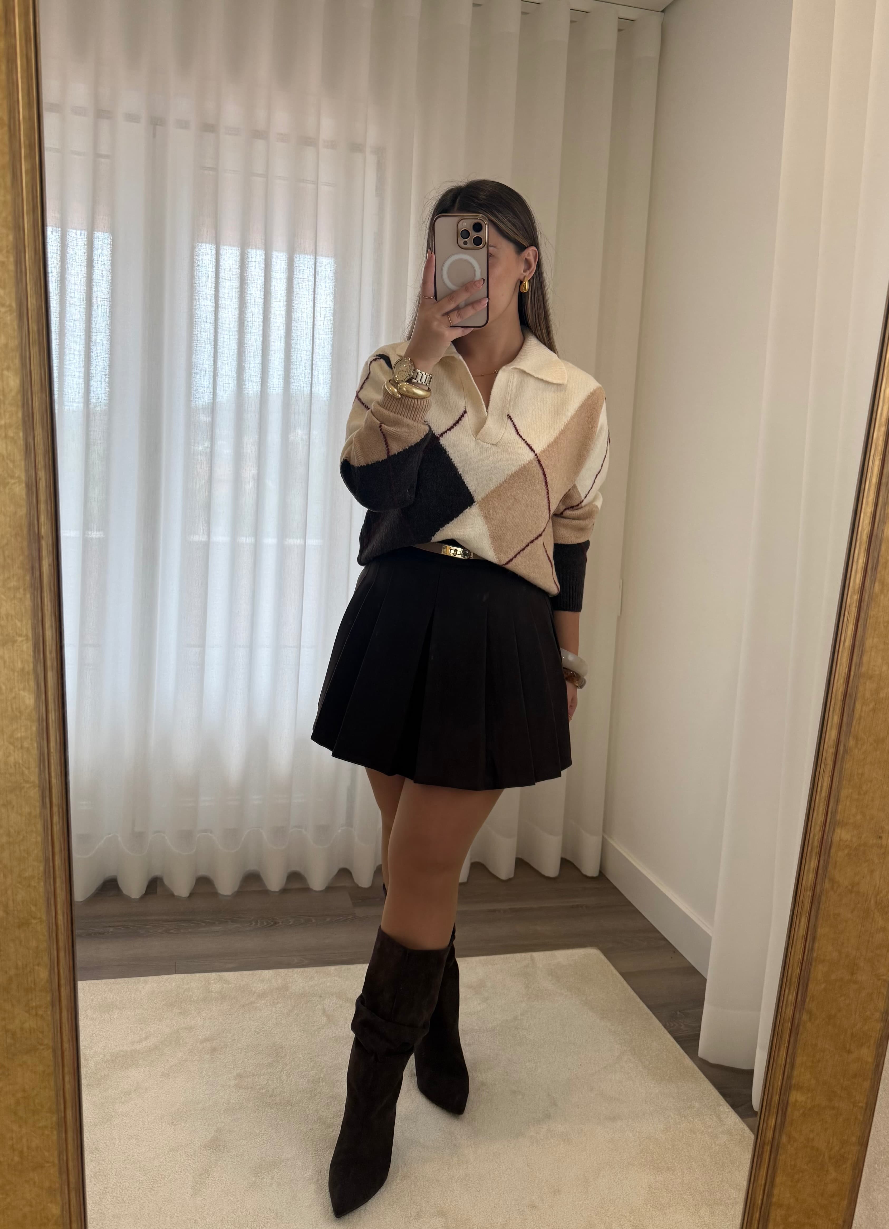 Polo Jacquard Tons Terra