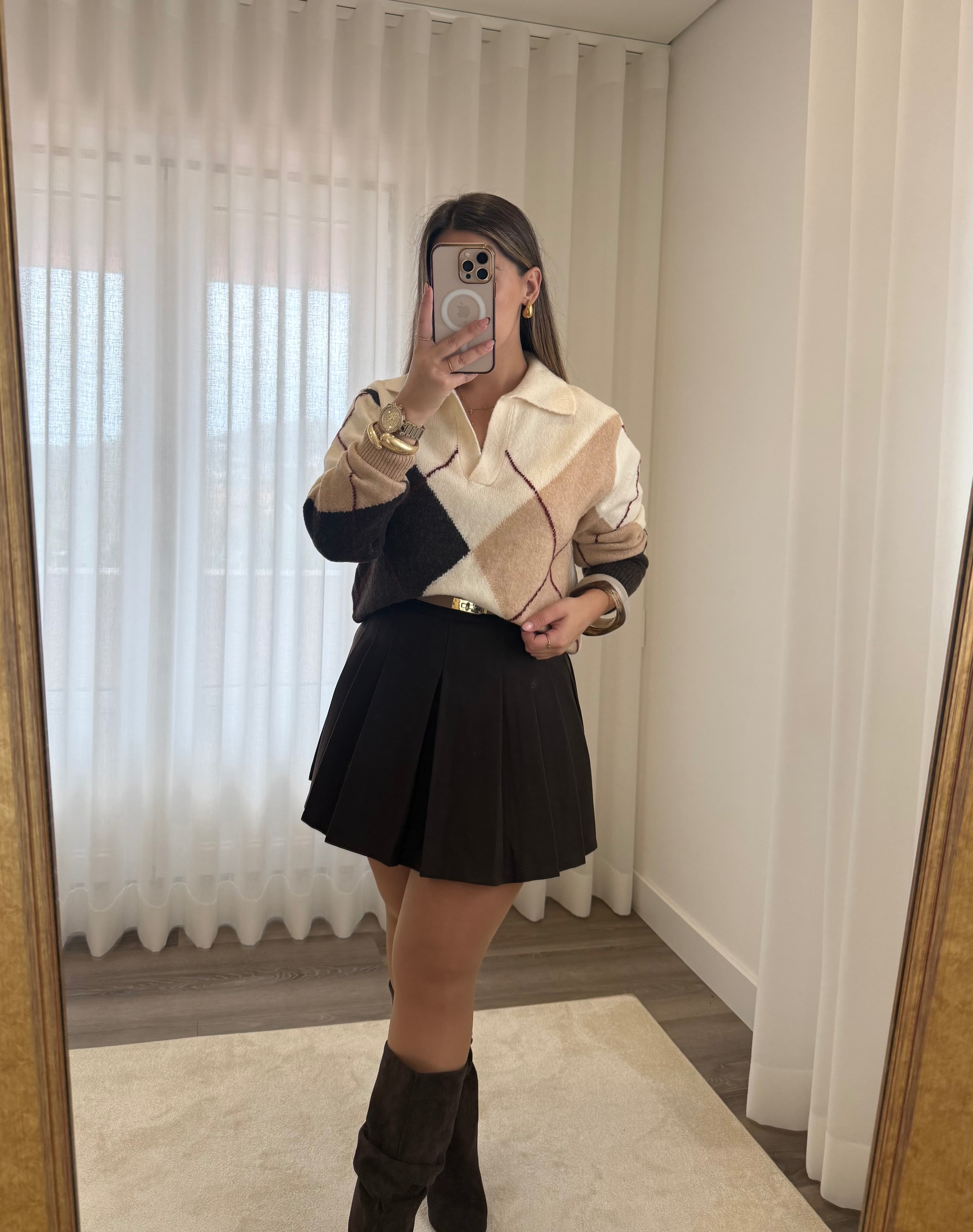 Polo Jacquard Tons Terra 3