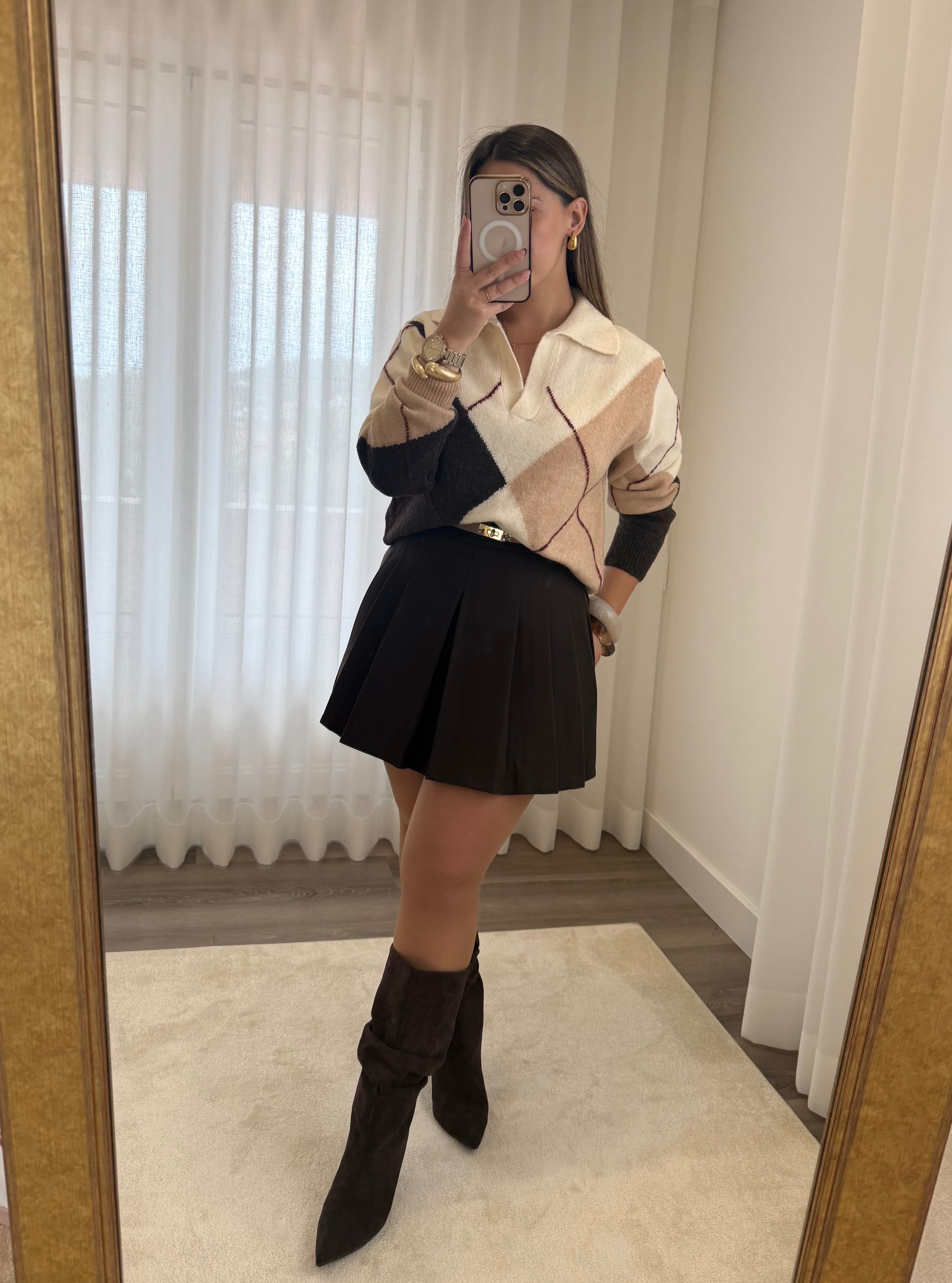 Polo Jacquard Tons Terra 5