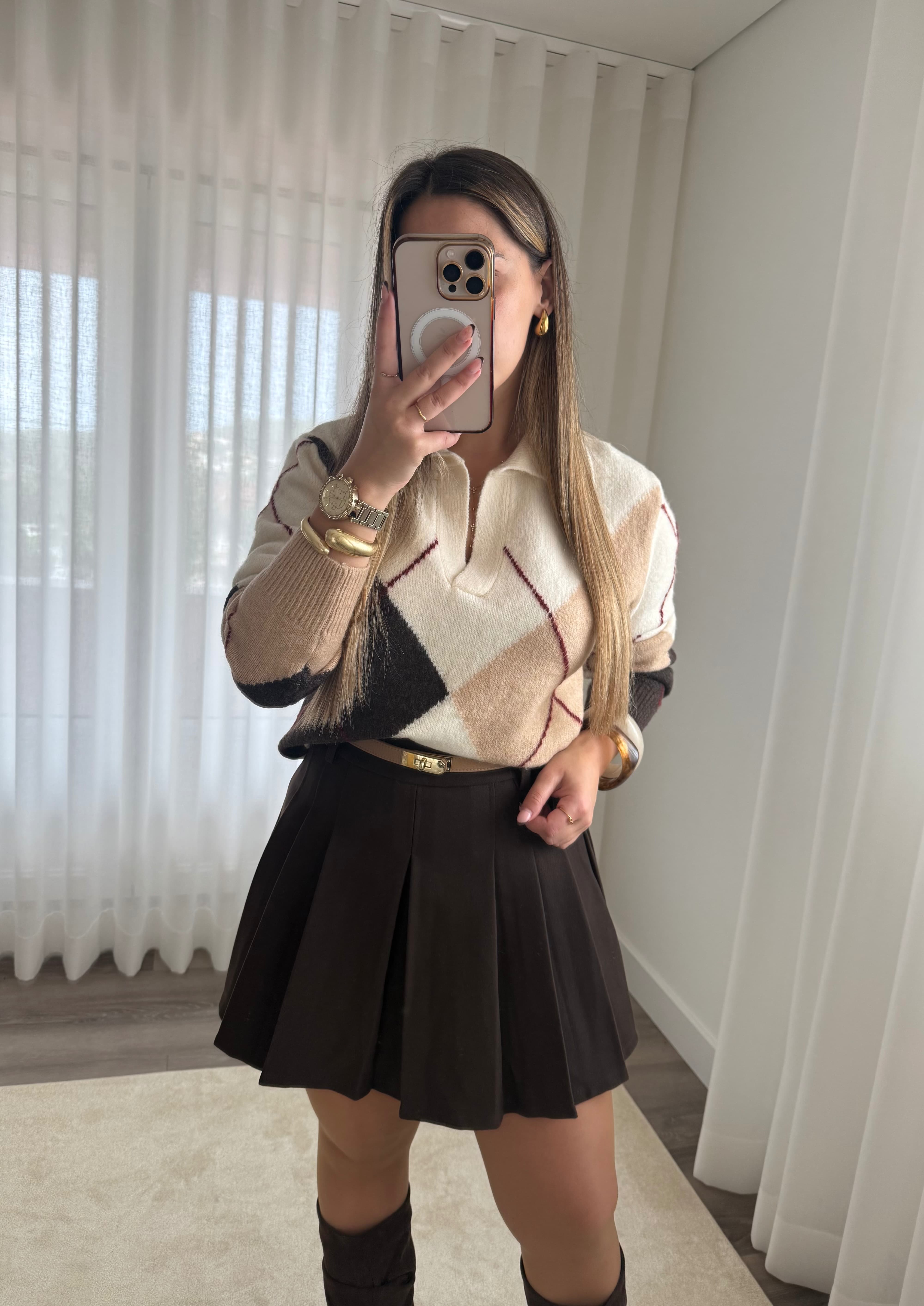 Polo Jacquard Tons Terra