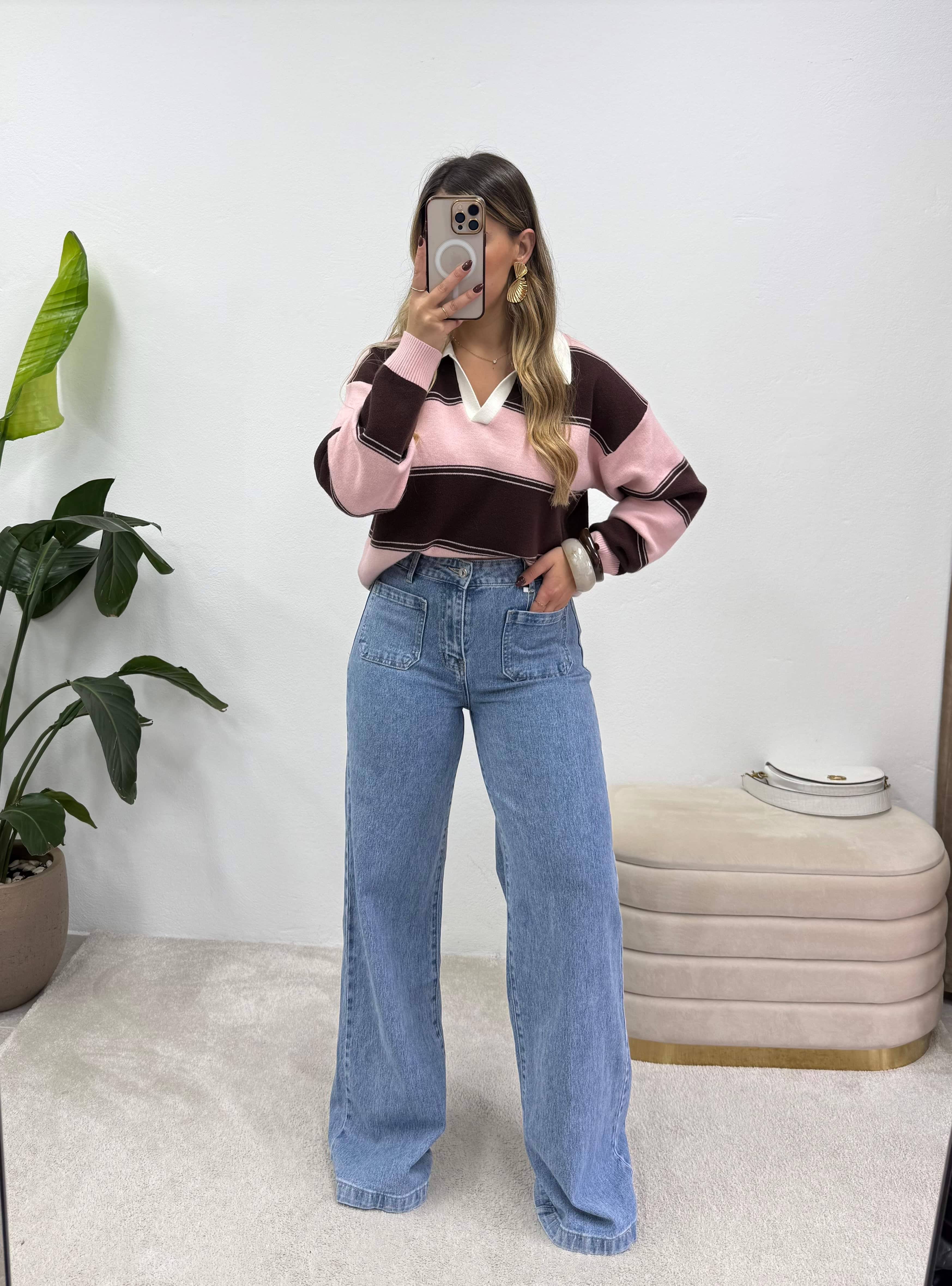 Malha College Rosa & Castanho