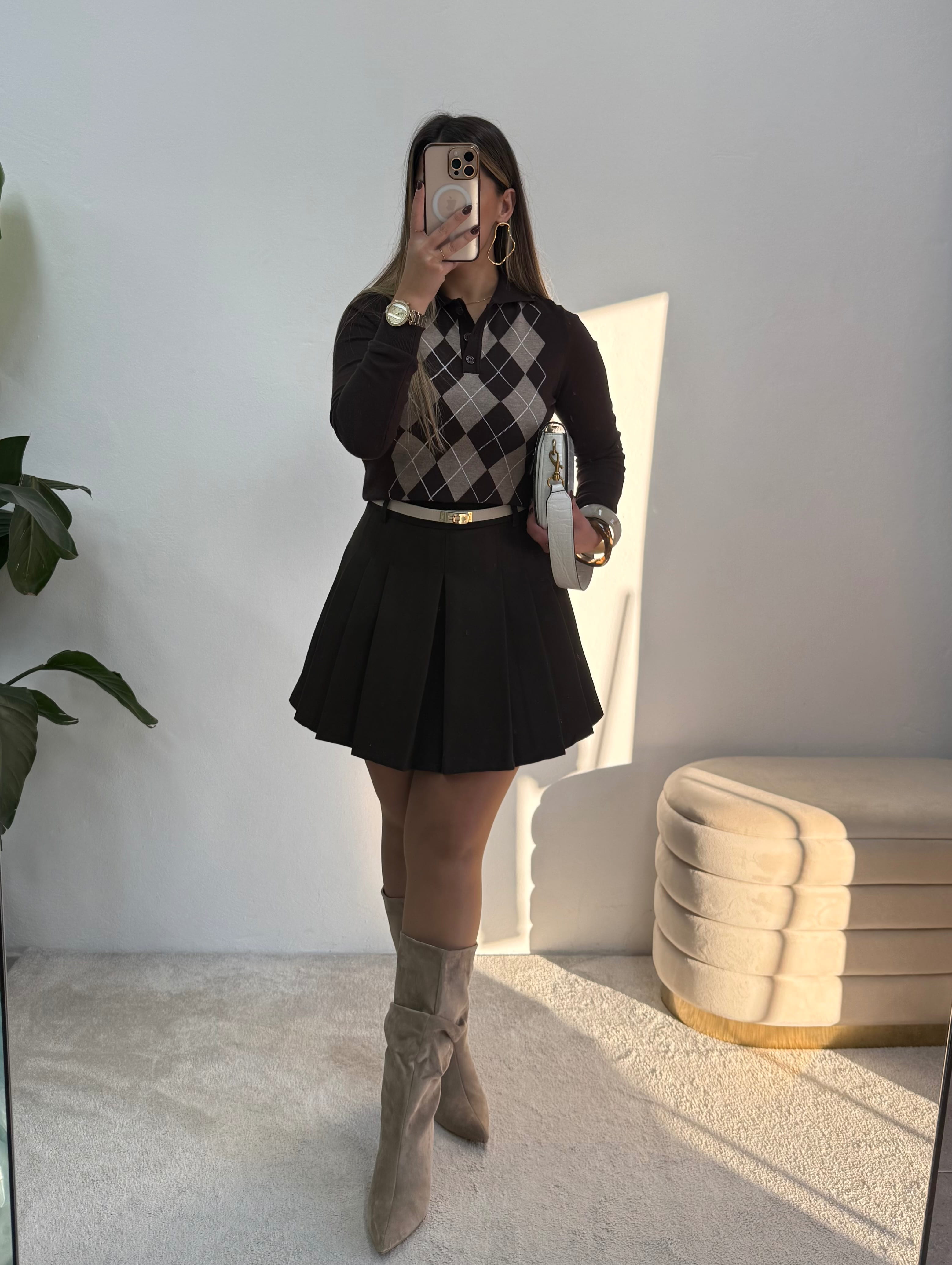 Polo Cambridge castanho 