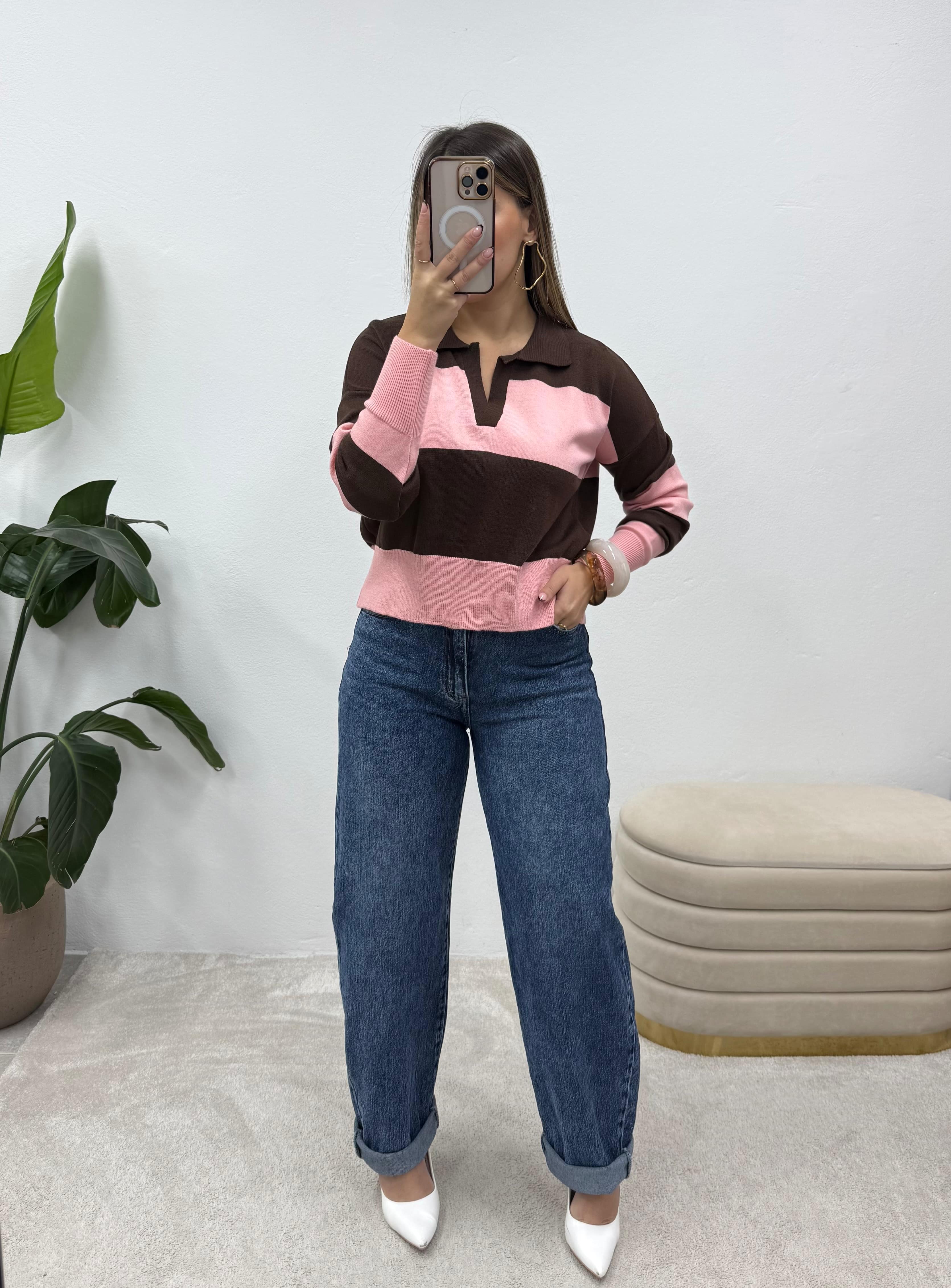 Polo Rosa/Castanho 4