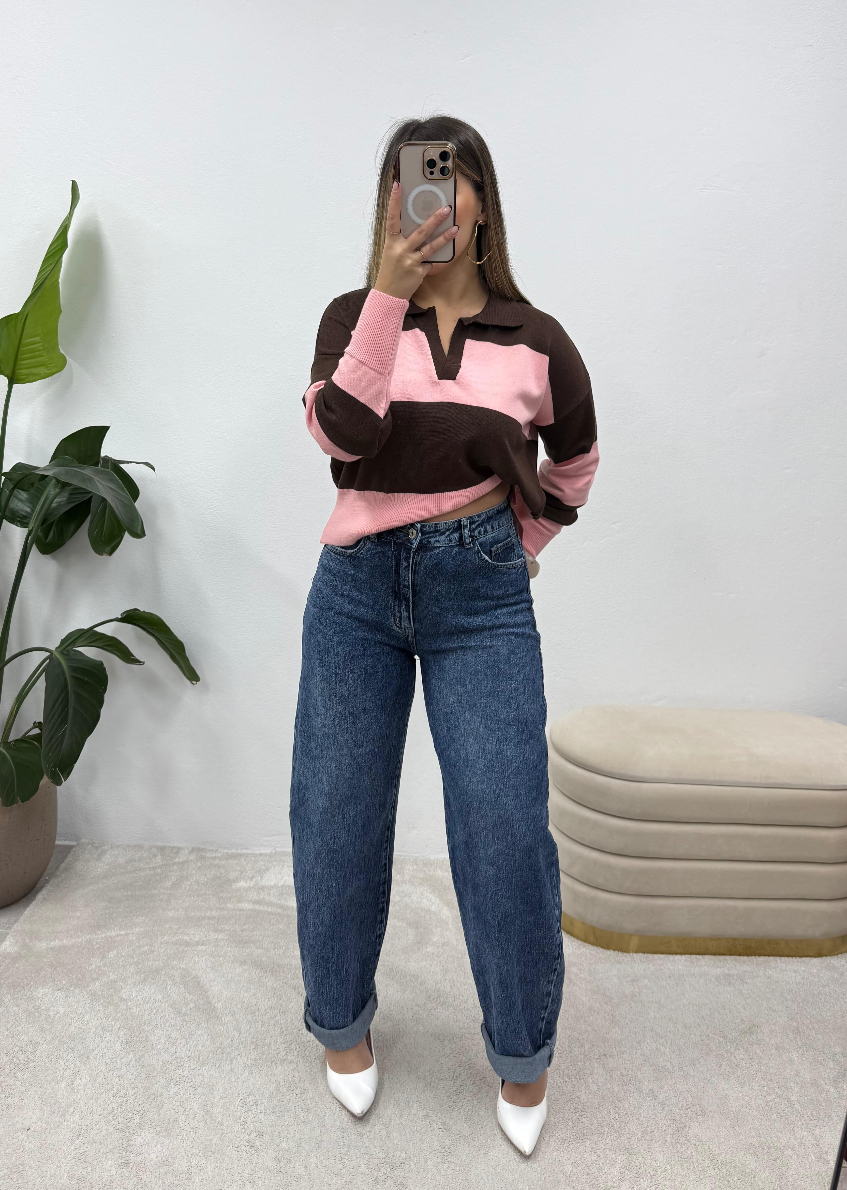 Polo Rosa/Castanho 5