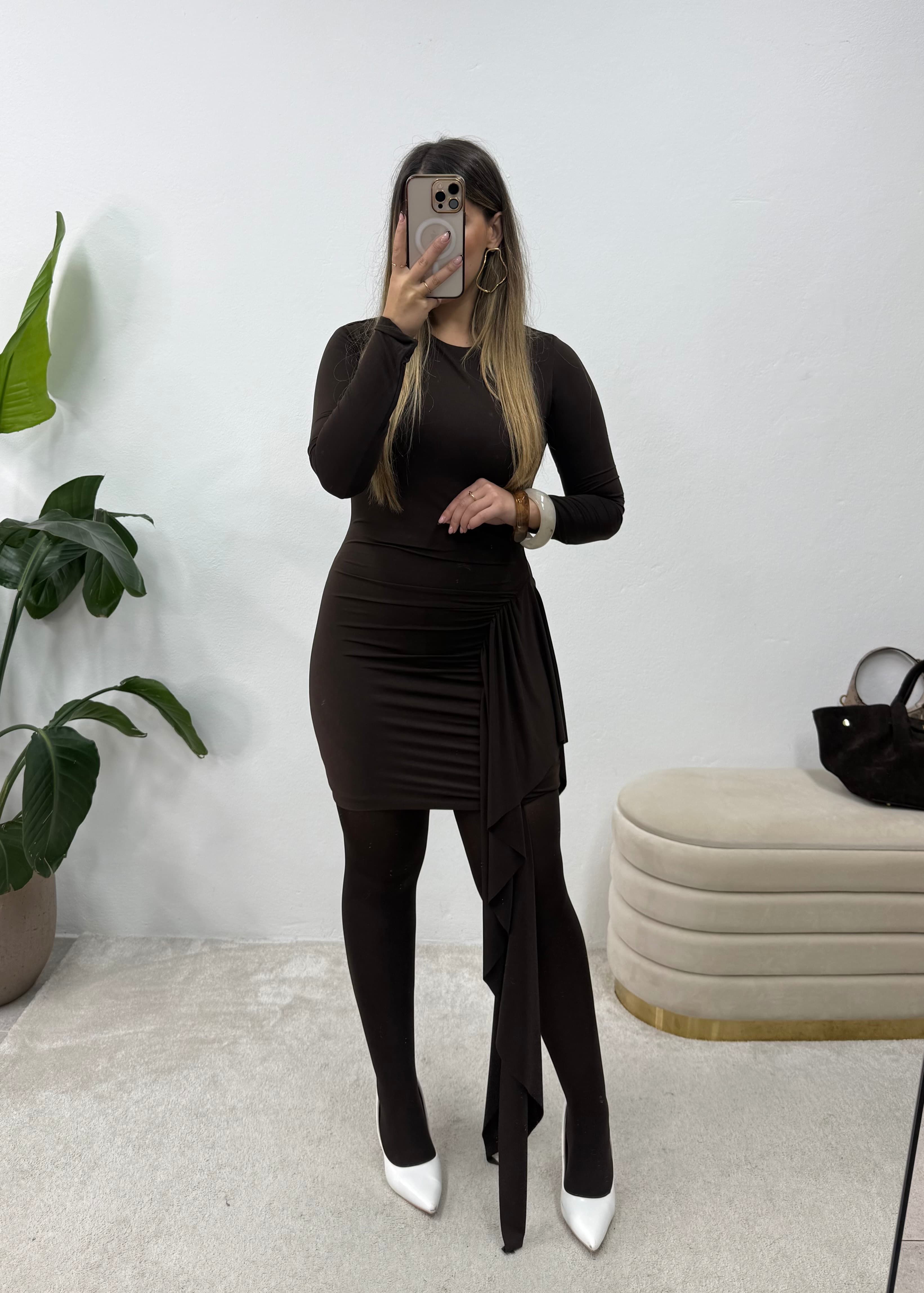 Vestido Draped Luxe Castanho  5
