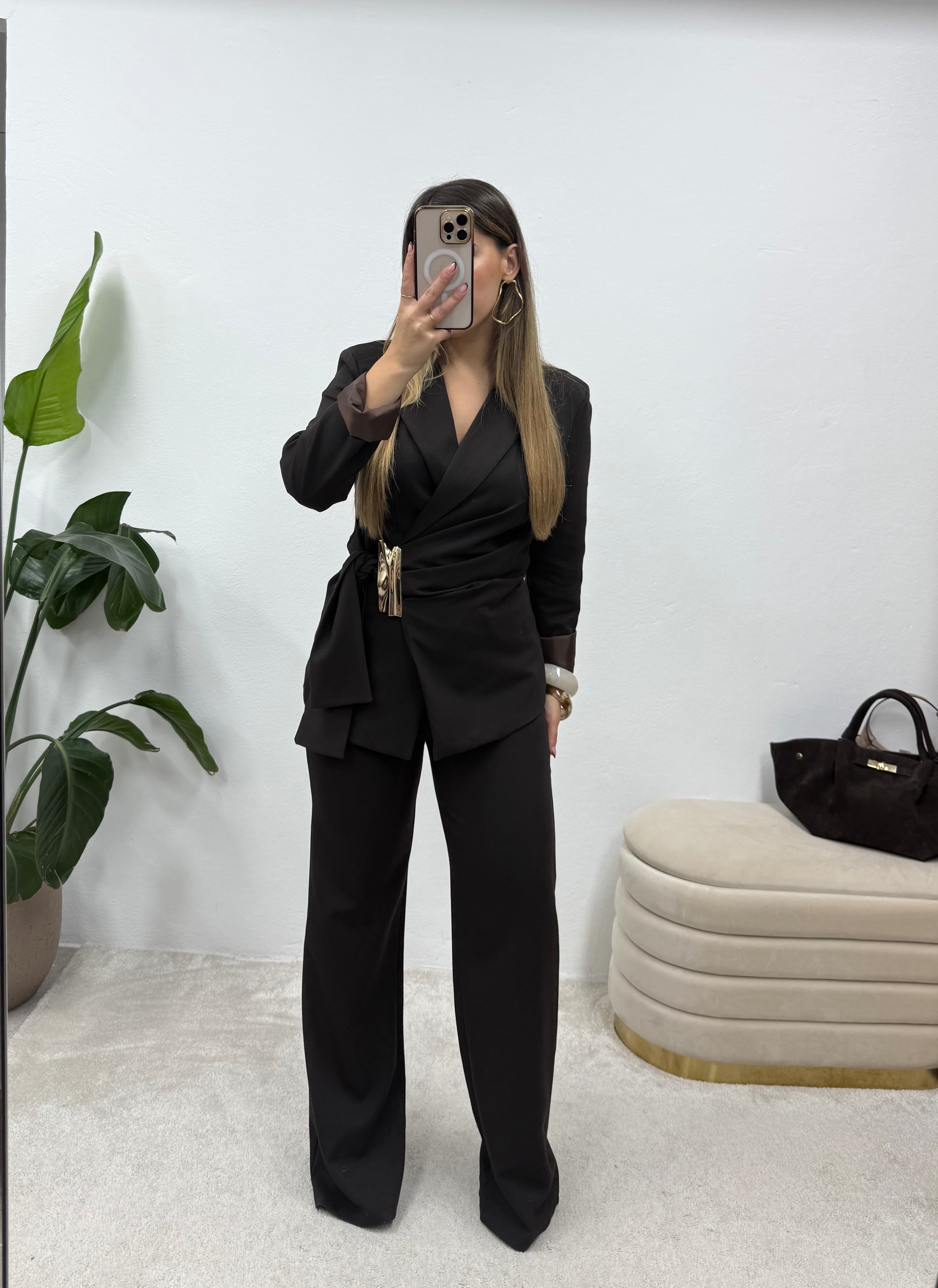Dark Brown Power Suit 7