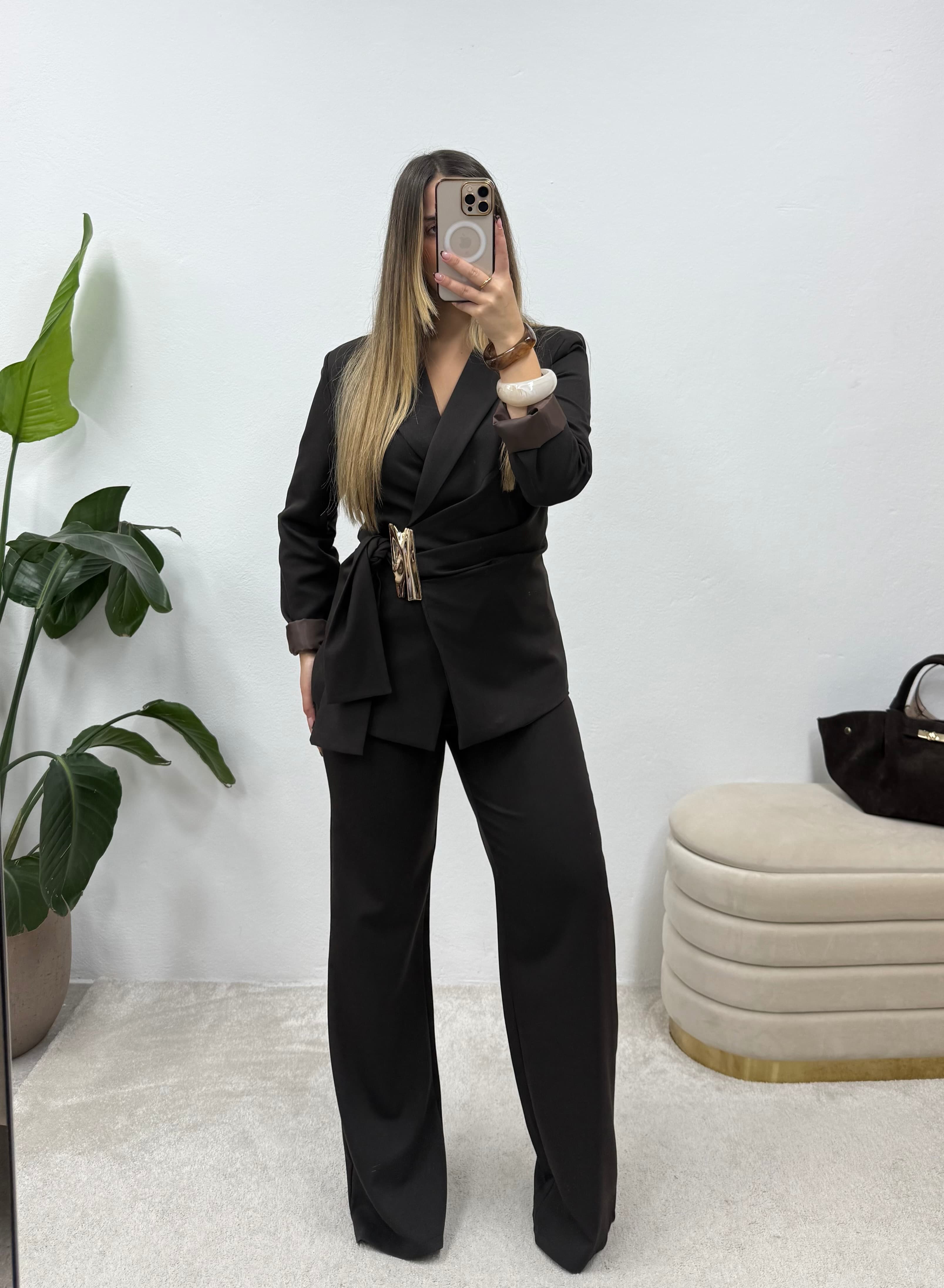 Dark Brown Power Suit 6