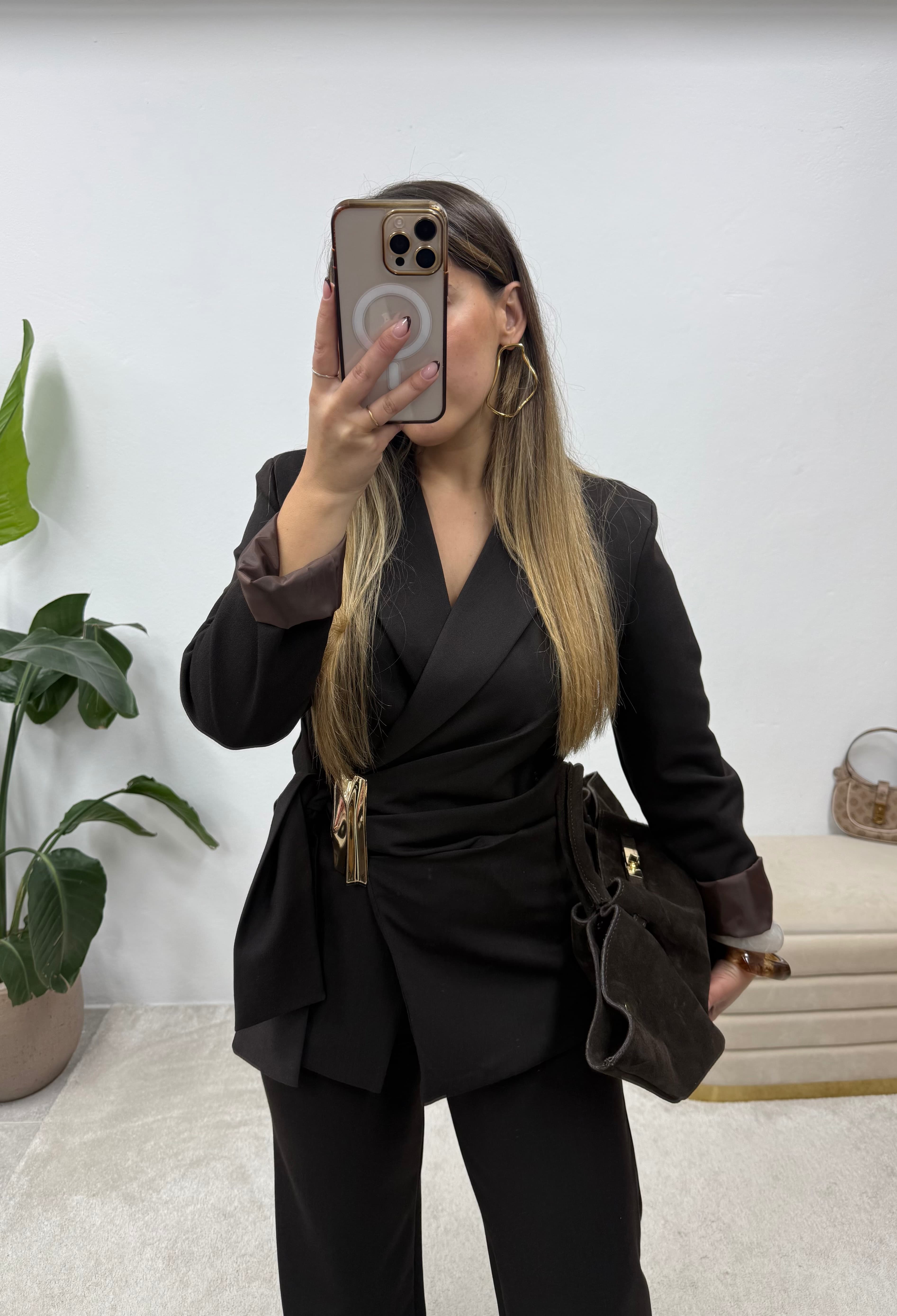 Dark Brown Power Suit 5