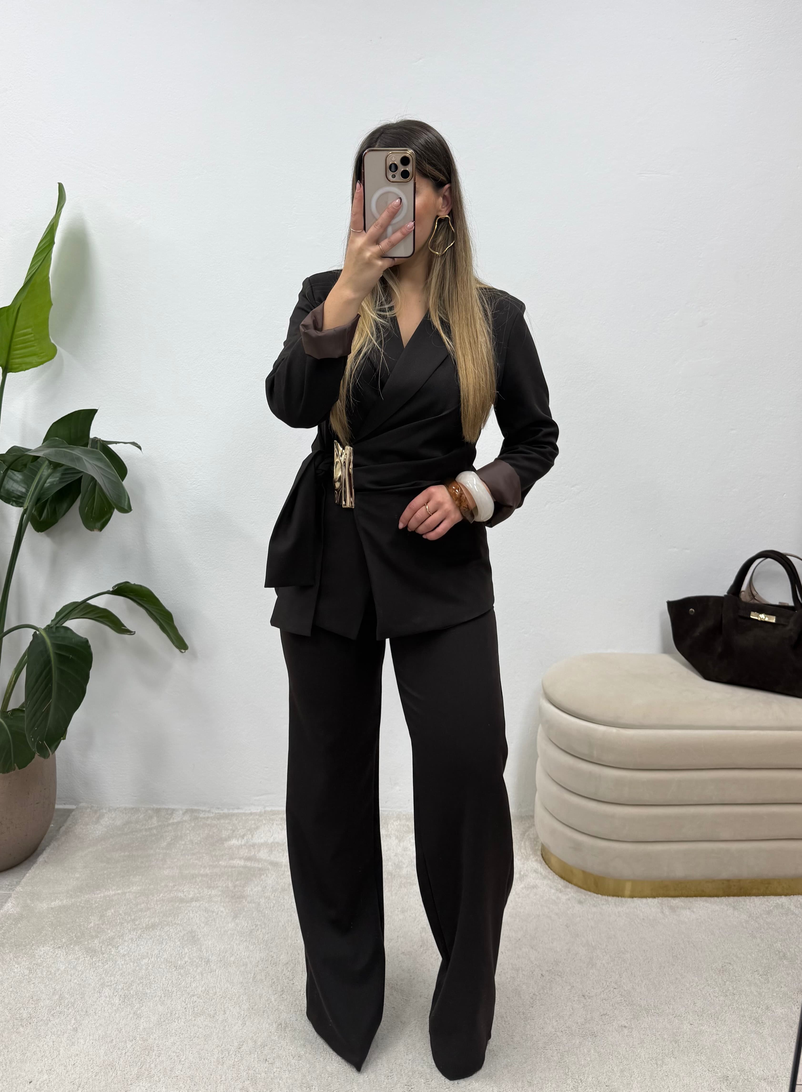 Dark Brown Power Suit 3