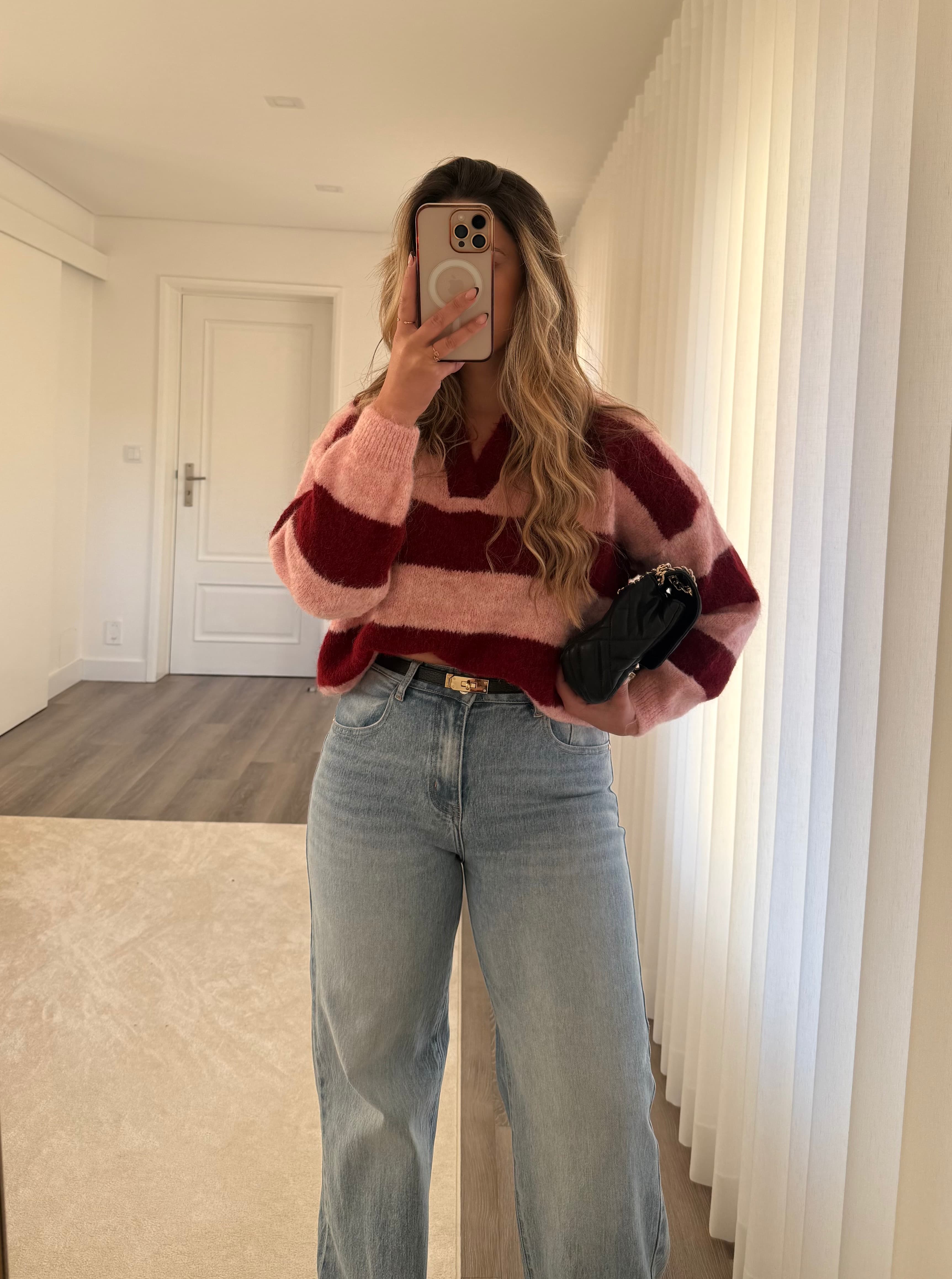 Polo Bordeaux/rosa 1