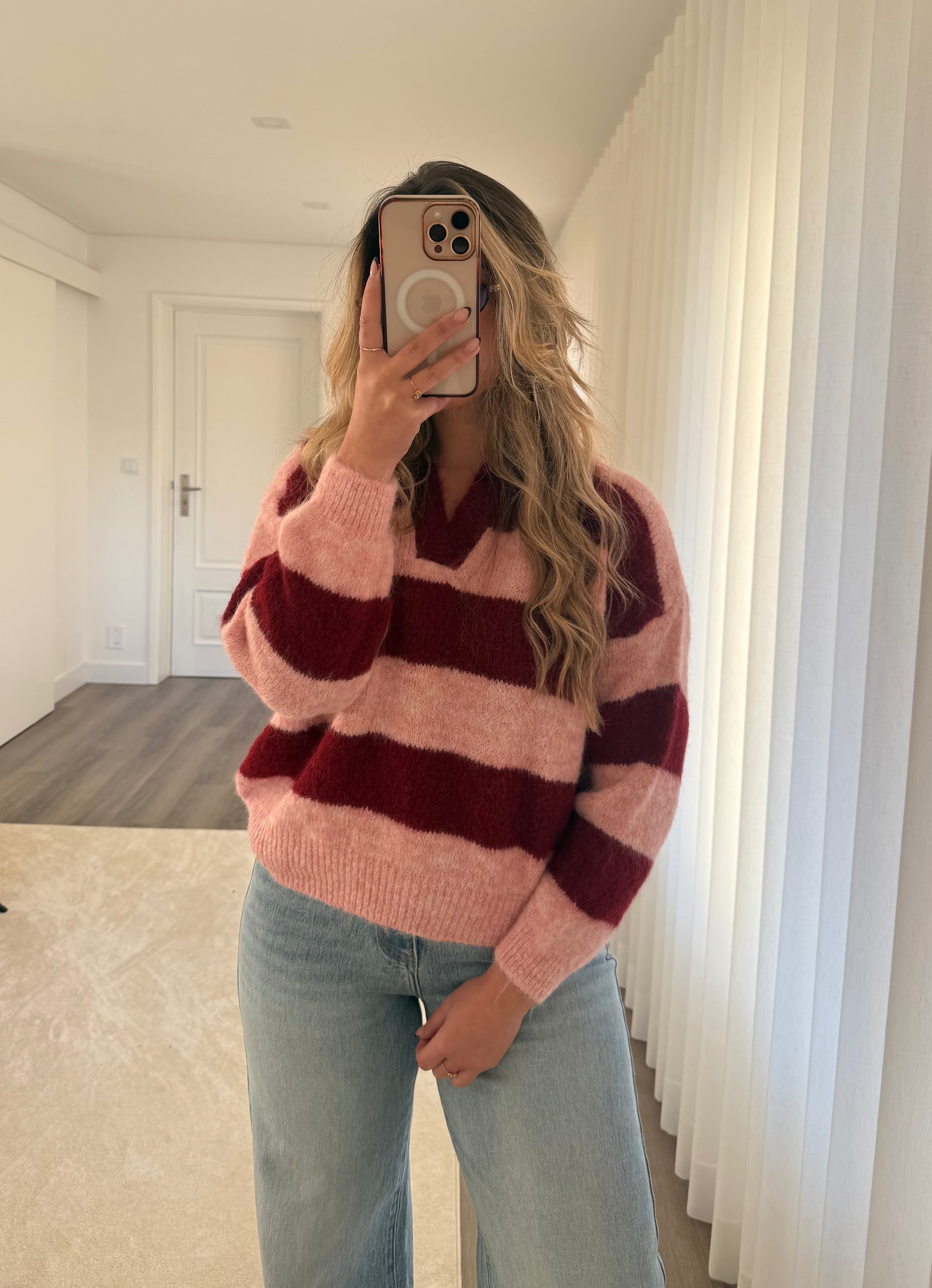 Polo Bordeaux/rosa 2