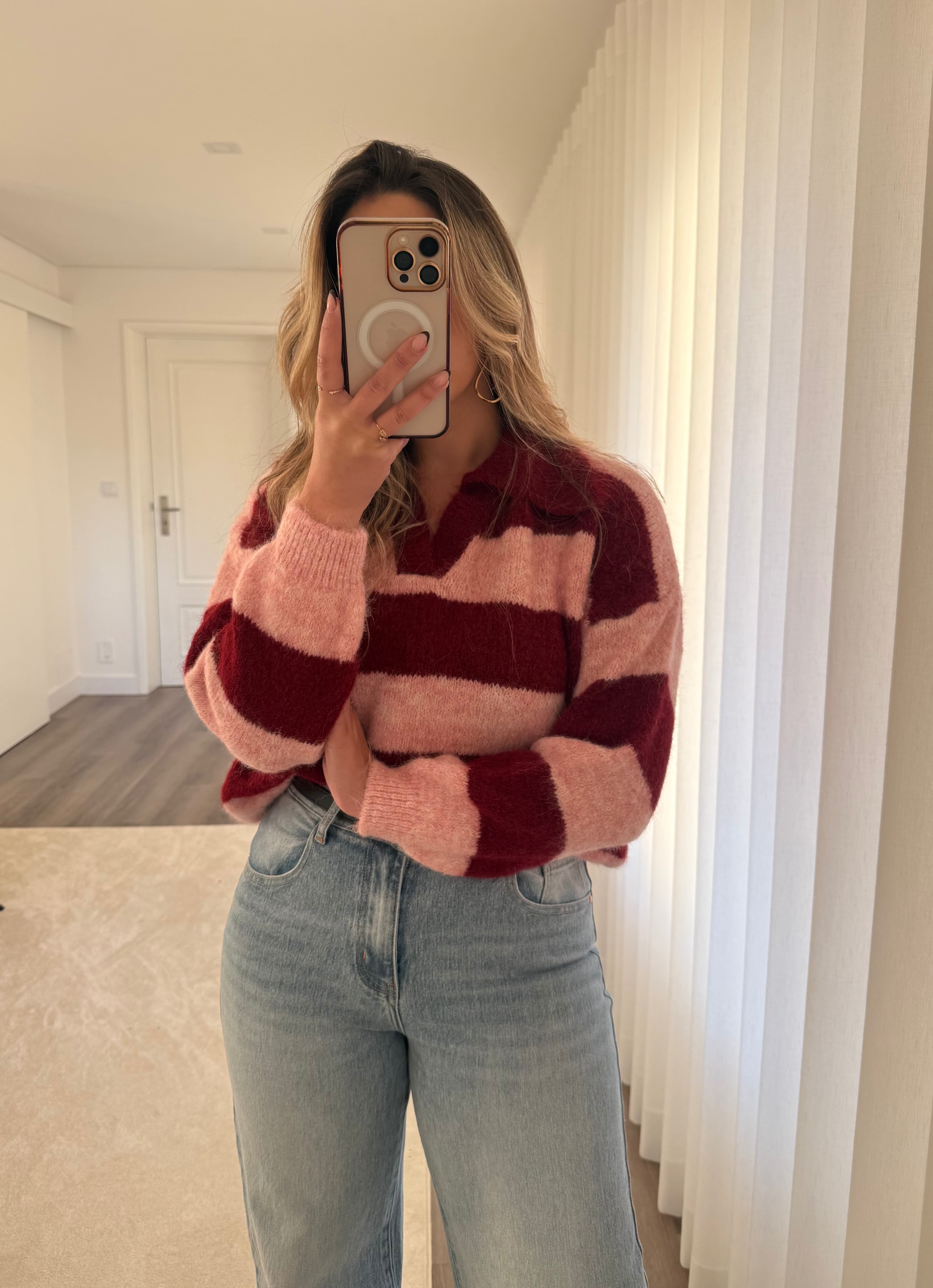 Polo Bordeaux/rosa 3