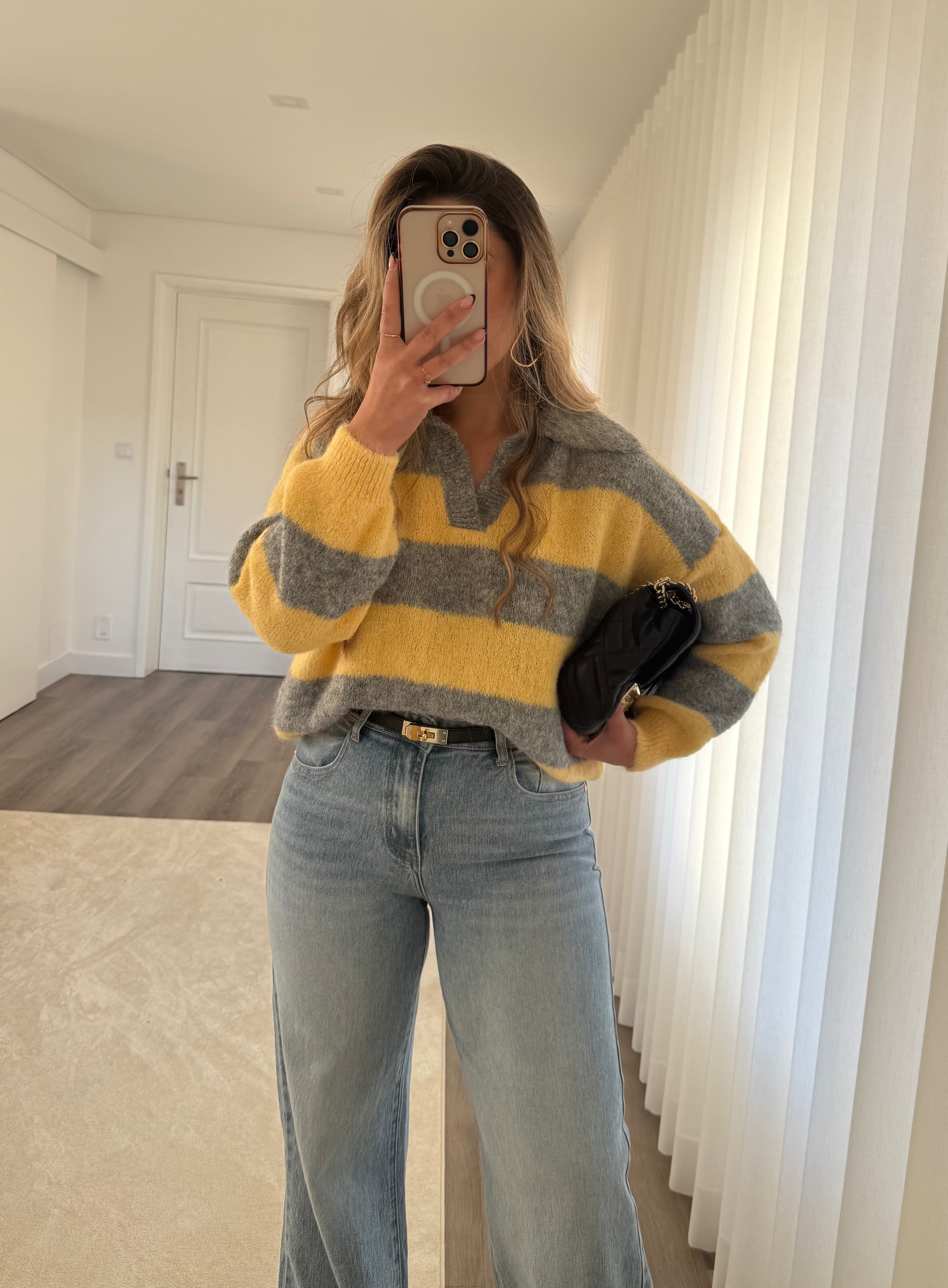 Polo cinza/amarelo 1