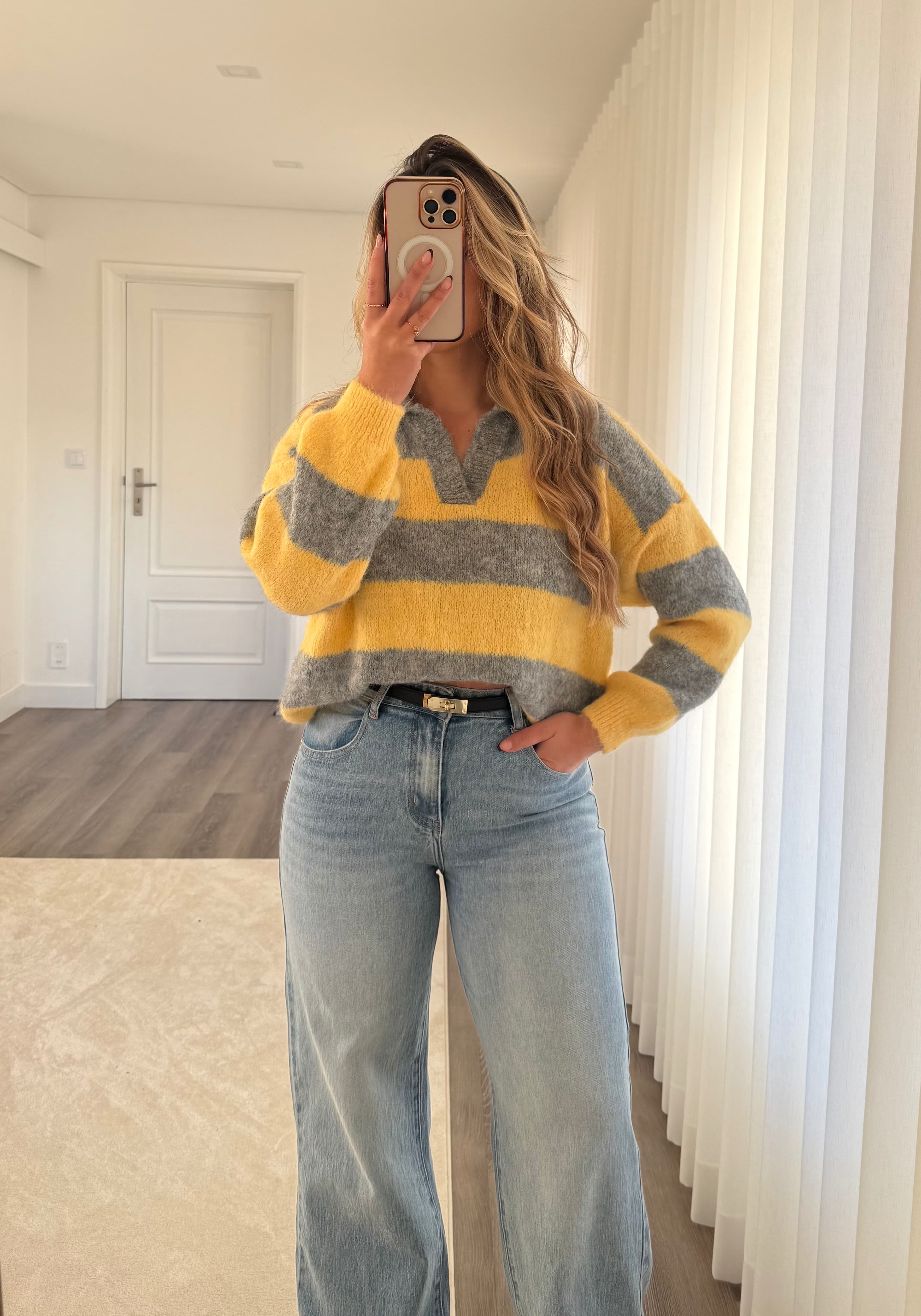 Polo cinza/amarelo 3