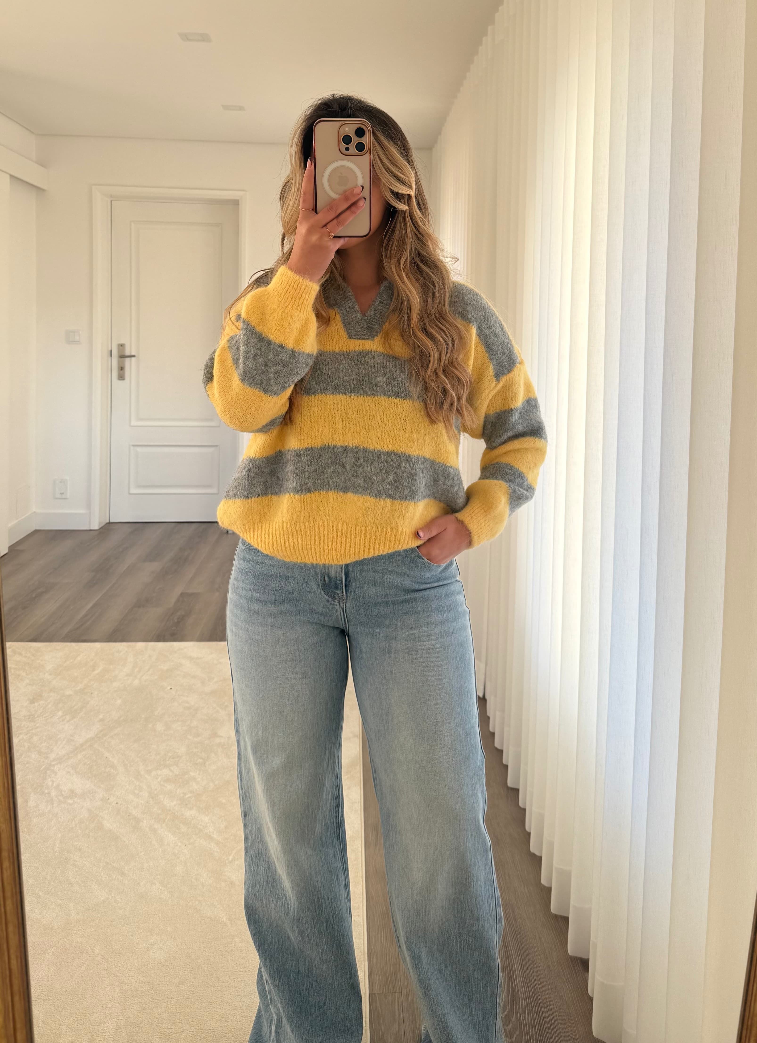 Polo cinza/amarelo 4