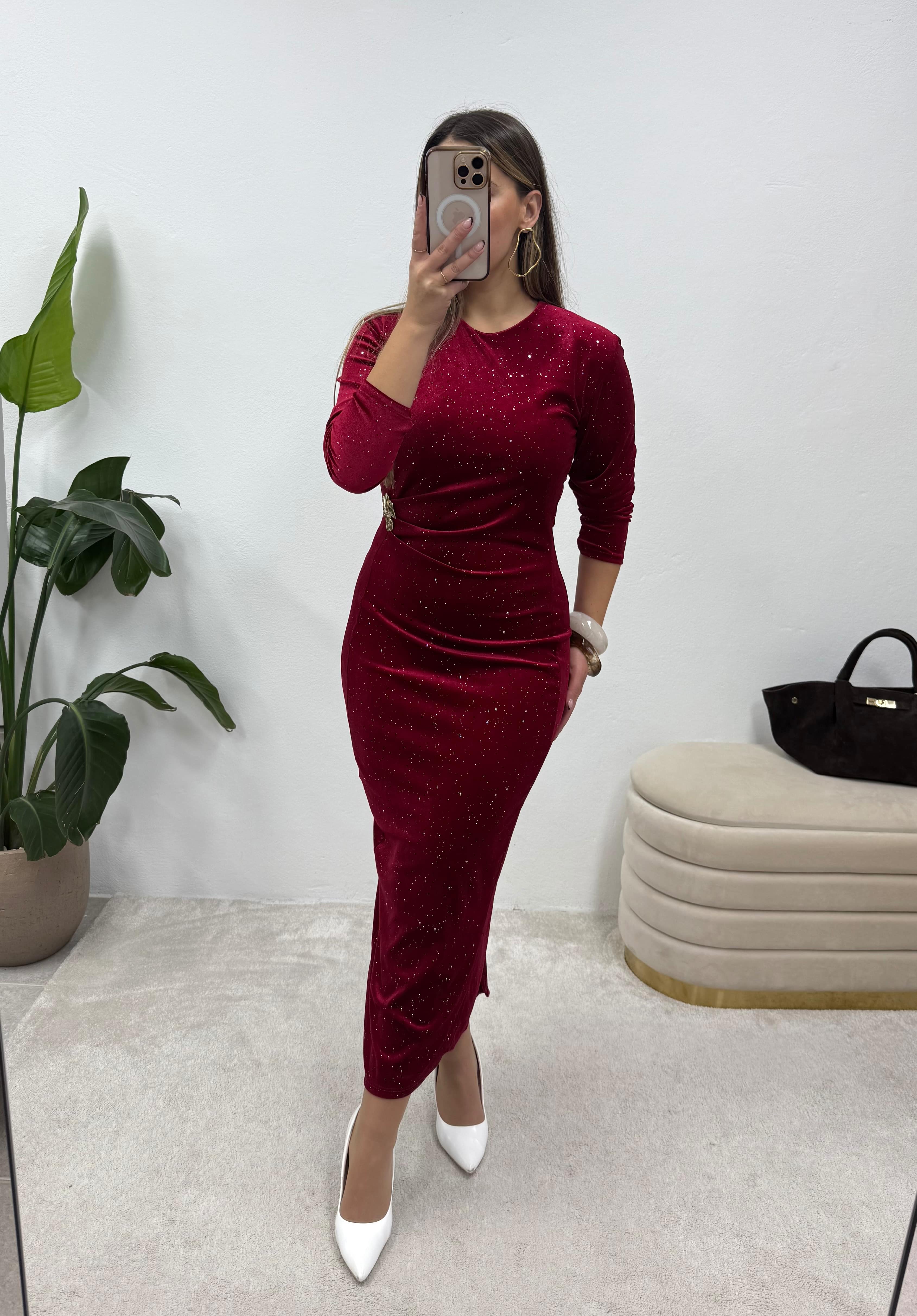 Vestido Midi Veludo Rubi 1