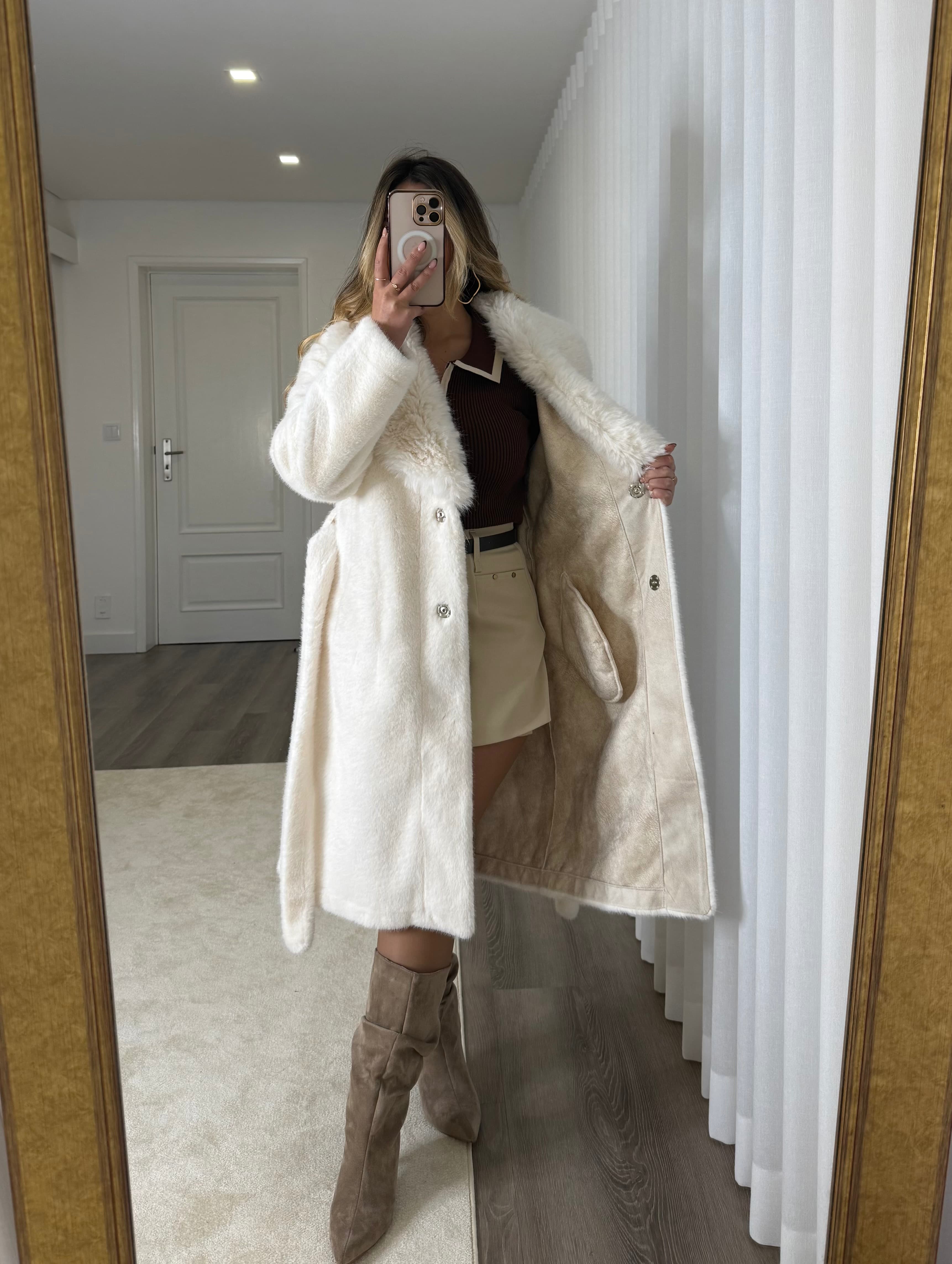 Casaco Pêlo Deluxe Branco pérola 2