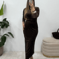 Vestido Midi Veludo Brown - vignette 1