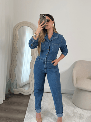 Macacão Denim mom fit 