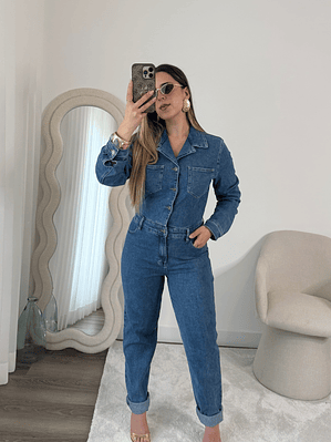Macacão Denim mom fit 