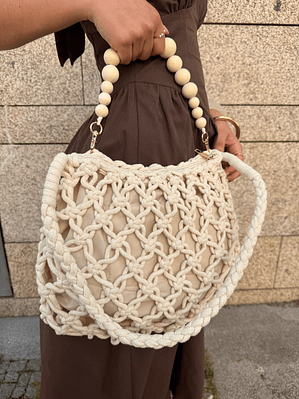 Mala trançada Creme