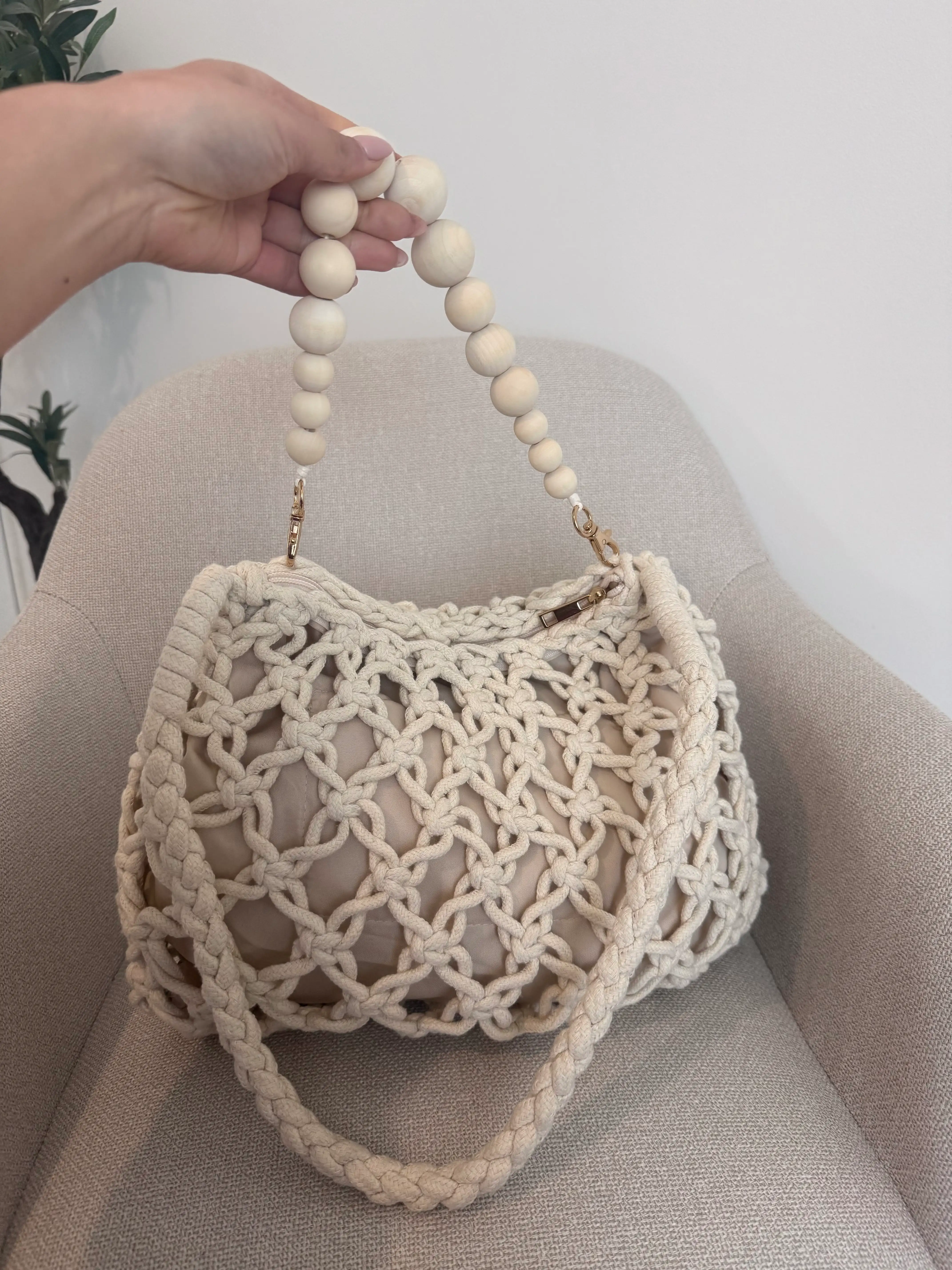 Mala trançada Creme 4