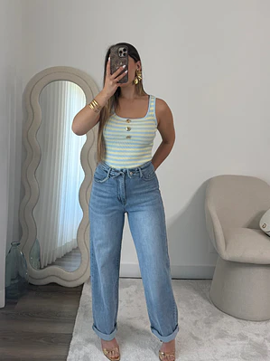Body Sunny Risca amarelo/azul
