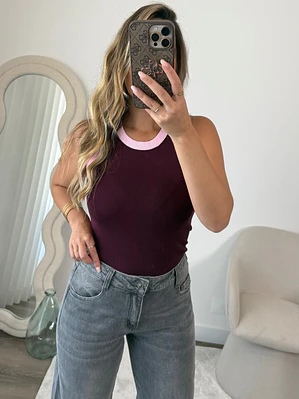 Rosé Contrast Tank
