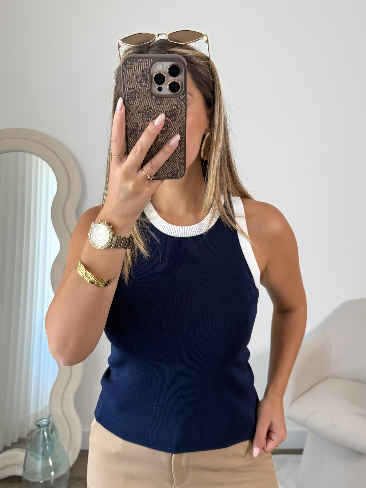 Navy Contrast Tank 5