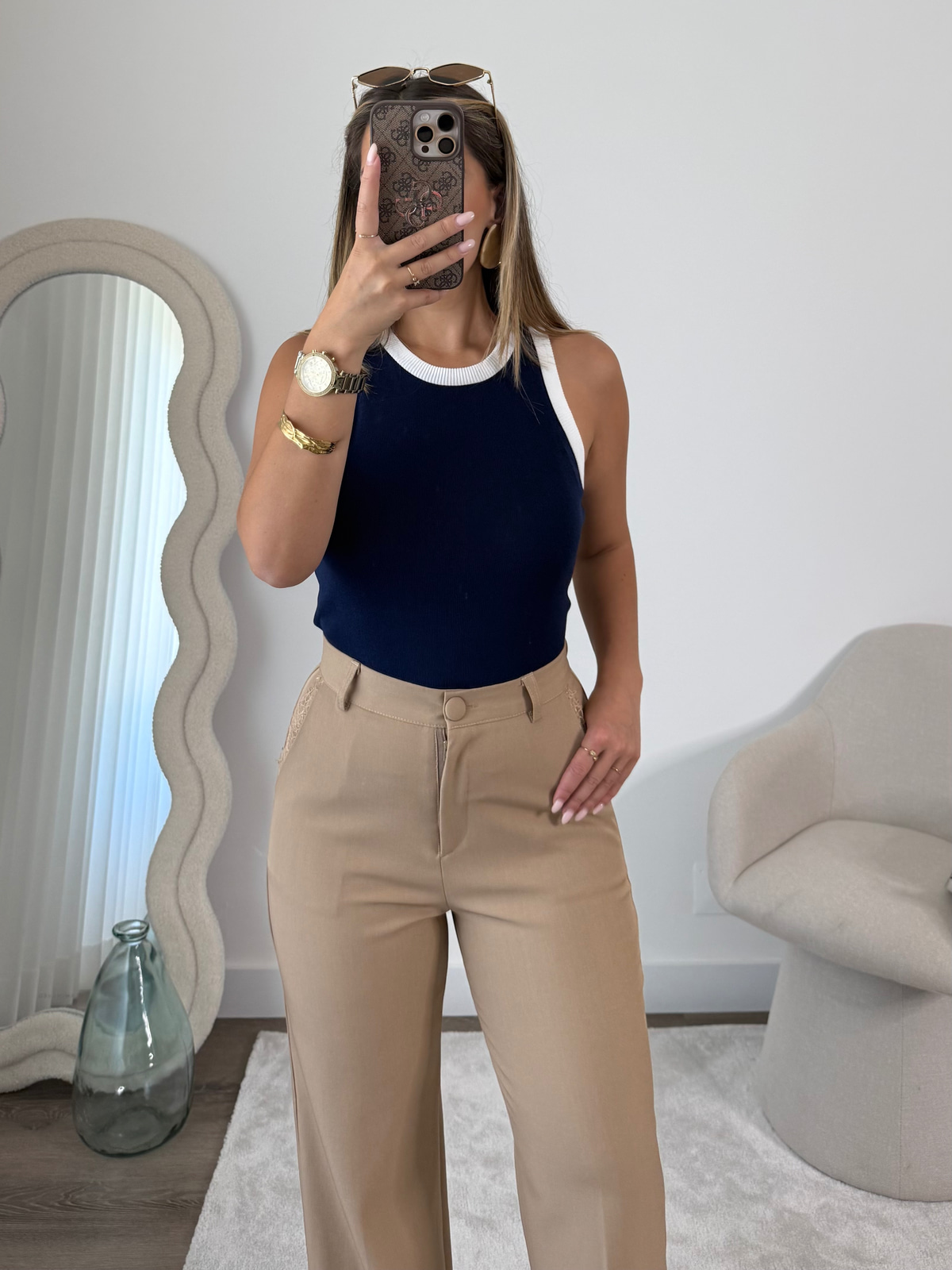 Navy Contrast Tank 6
