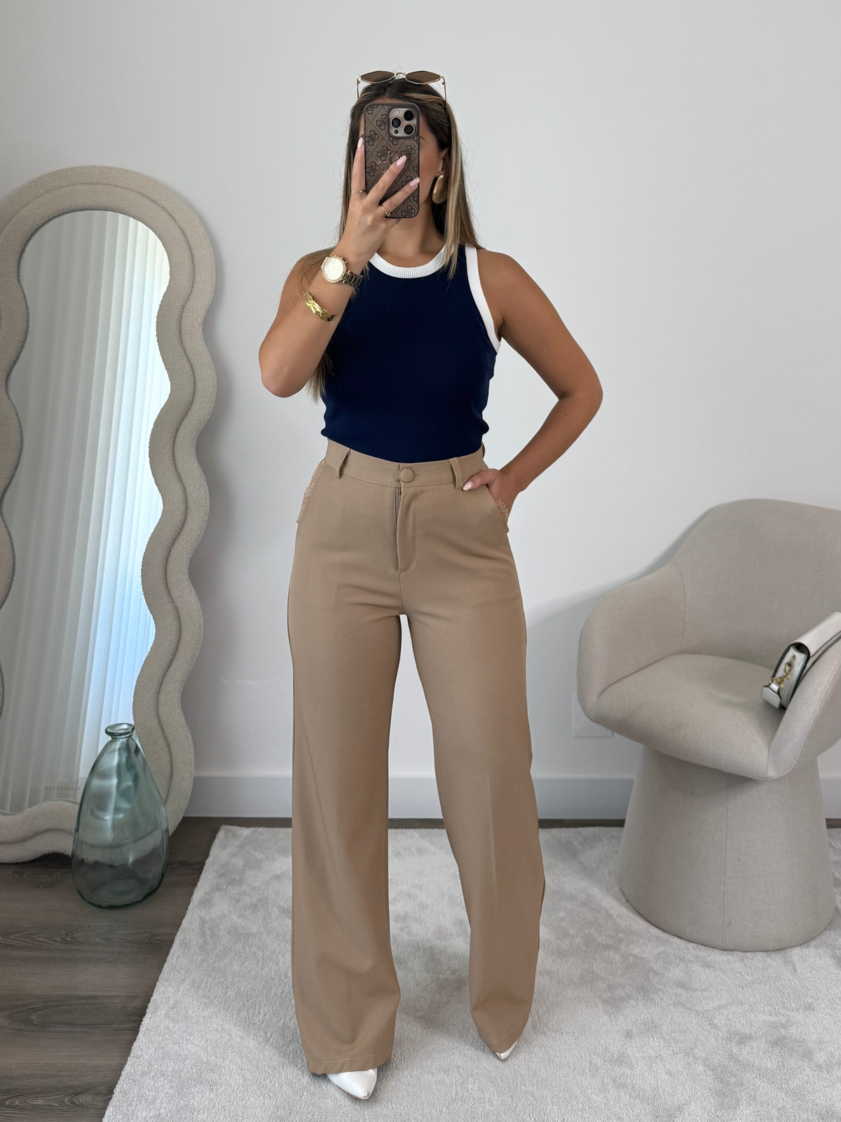 Lace detail trousers 1