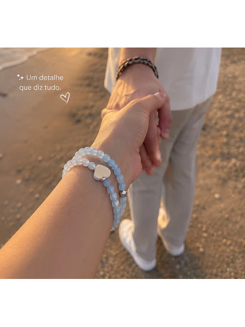 Pulseiras Azuis Coração e Estrelas